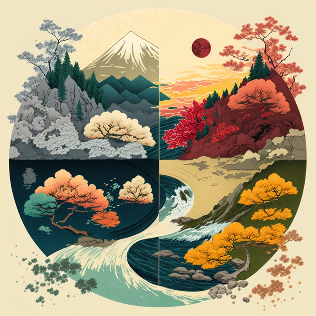 Seasonal Ukiyo-e Artwork