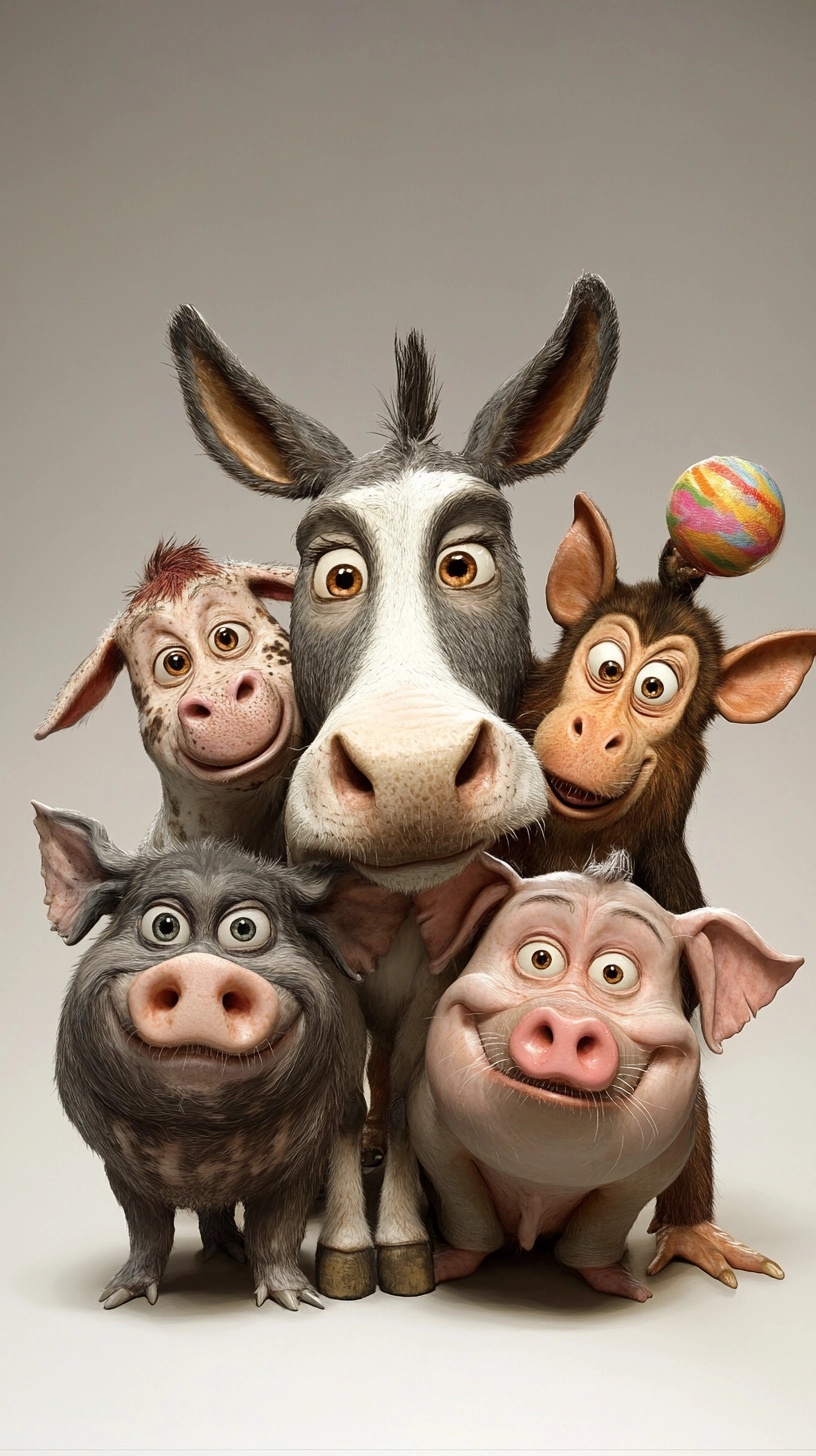 Meet the Fun Animal Crew: Donkey, Cow, Pig & More!