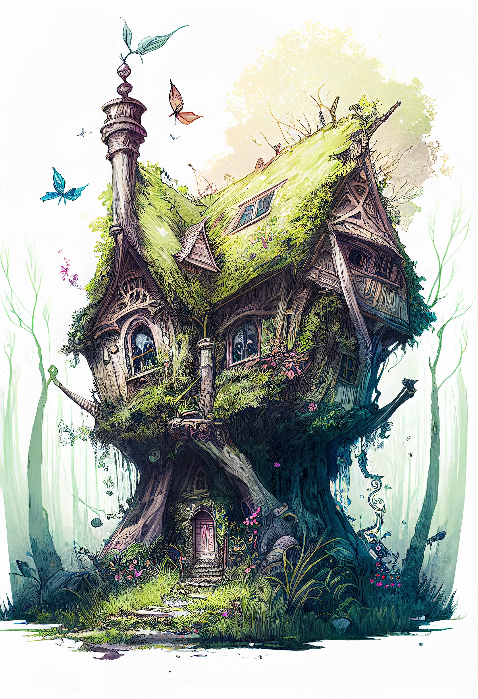 Fantasy Fairy House: Overgrown Illustration