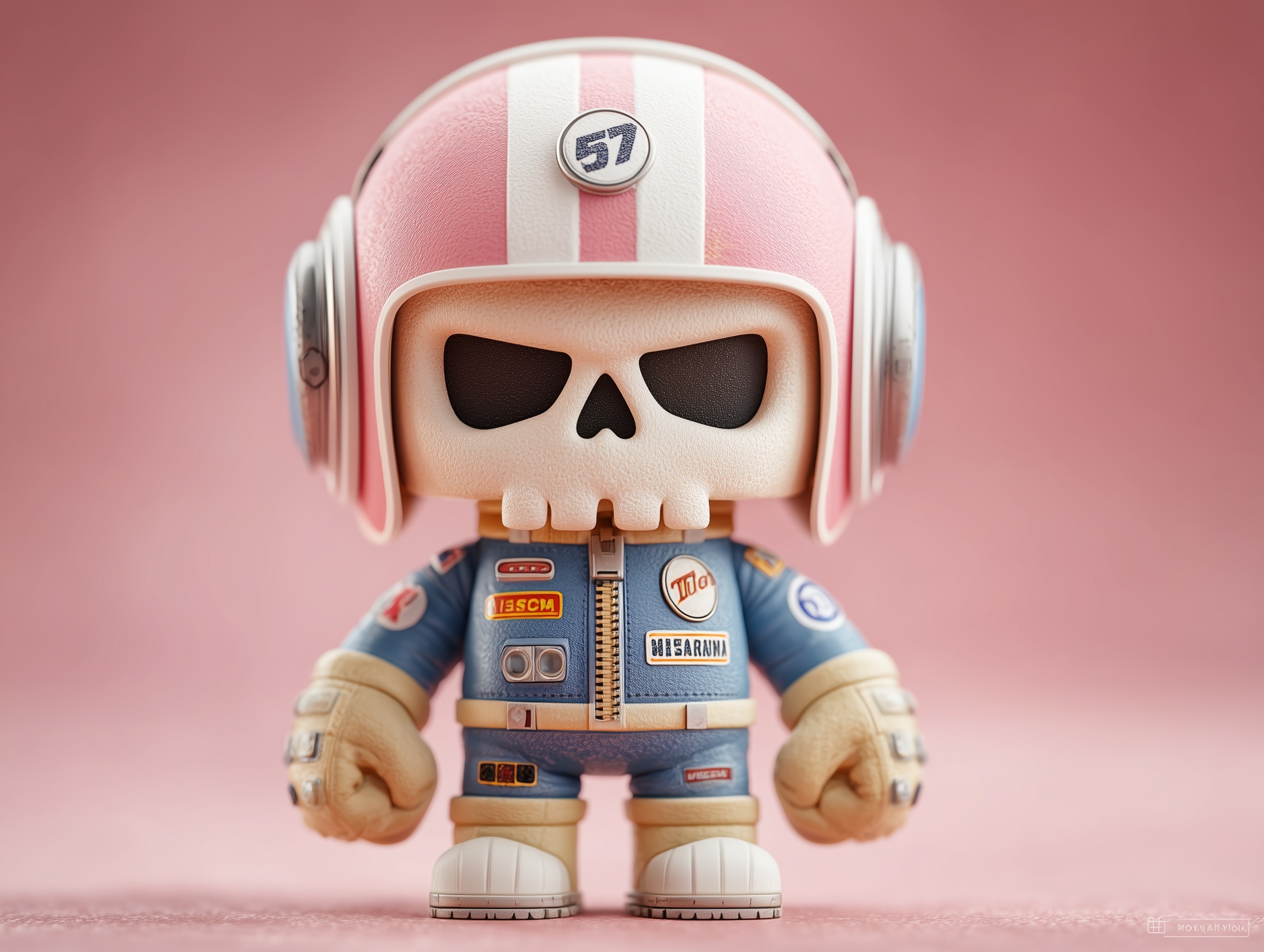 Playful Astronaut Skull Toy Character in Pastel Style