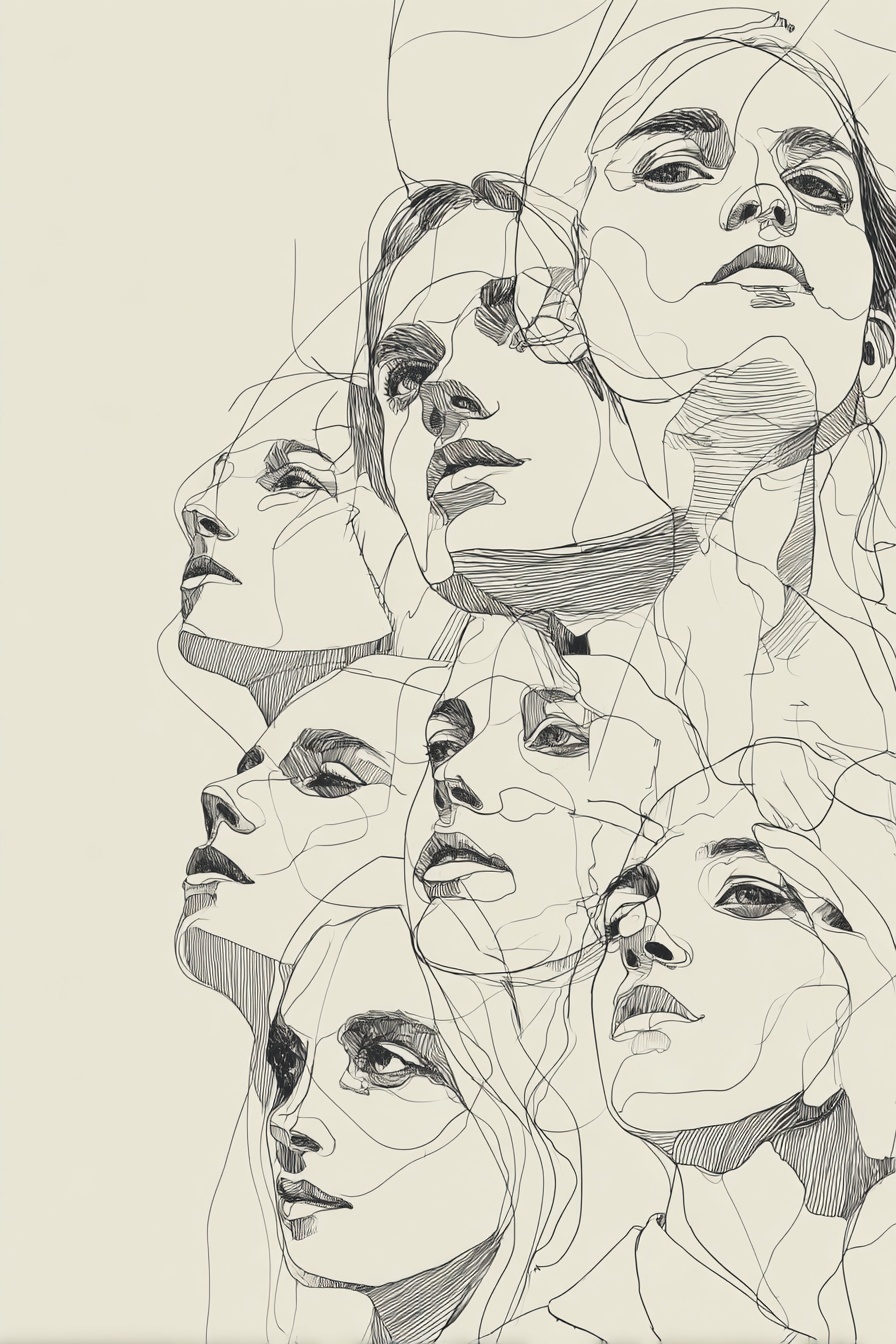 Dreamy Line Art: Faces in Nature & Architecture