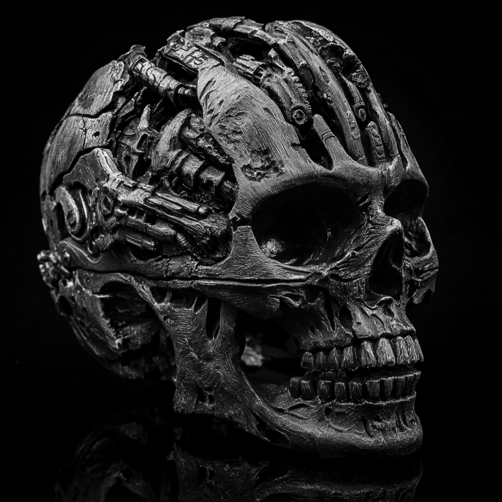 Stunning Skull Art on Black - 4K Resolution