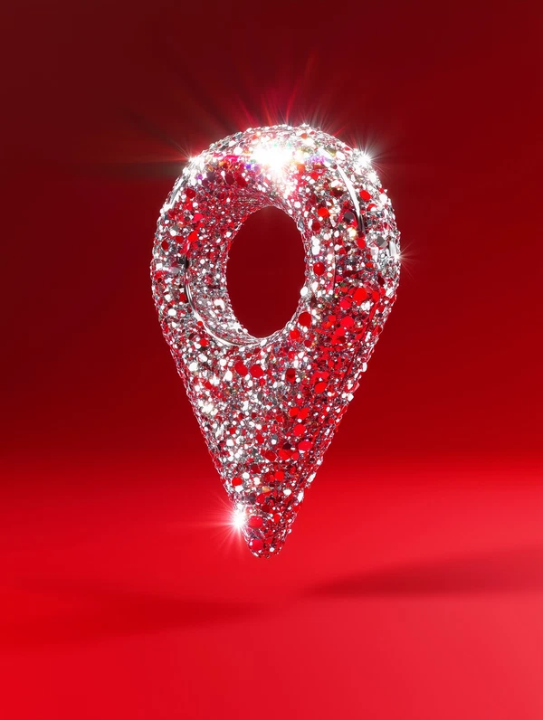 Stunning 3D GPS Icon in Radiant Red Background