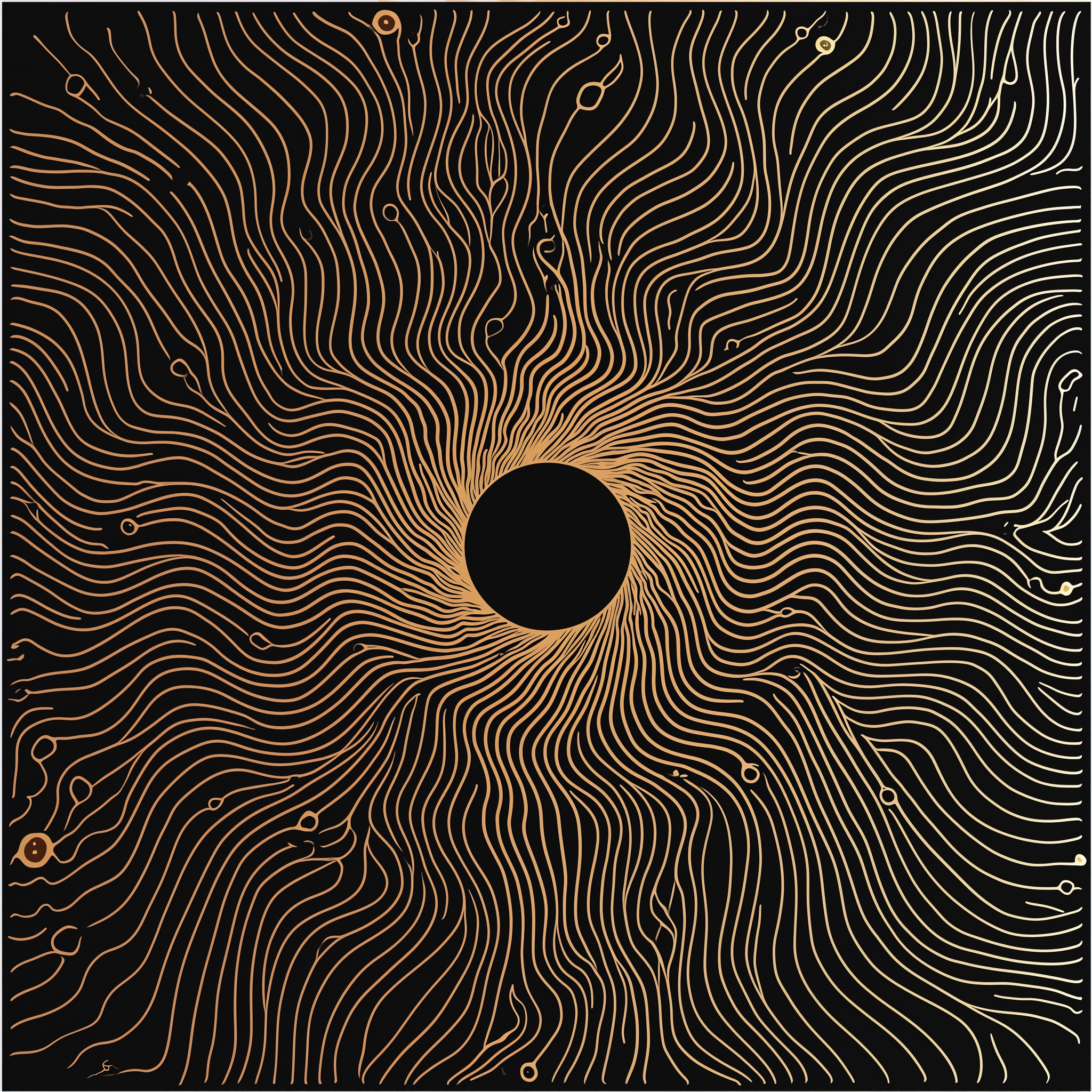 Dynamic Ferrofluid Pattern: Organic Vector Lines & Ripple Effect
