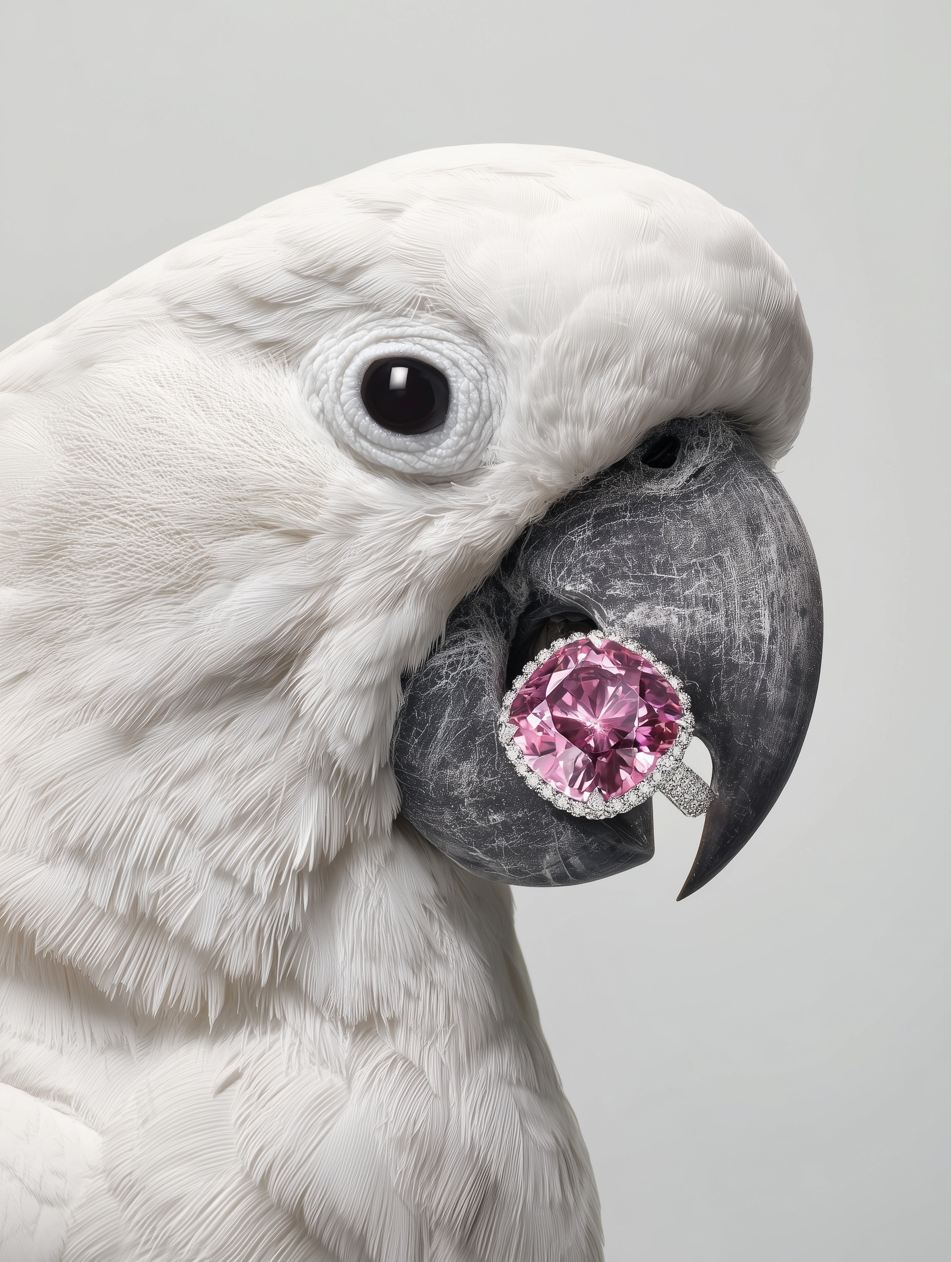 Elegant Cockatoo with Luxurious Diamond Ring