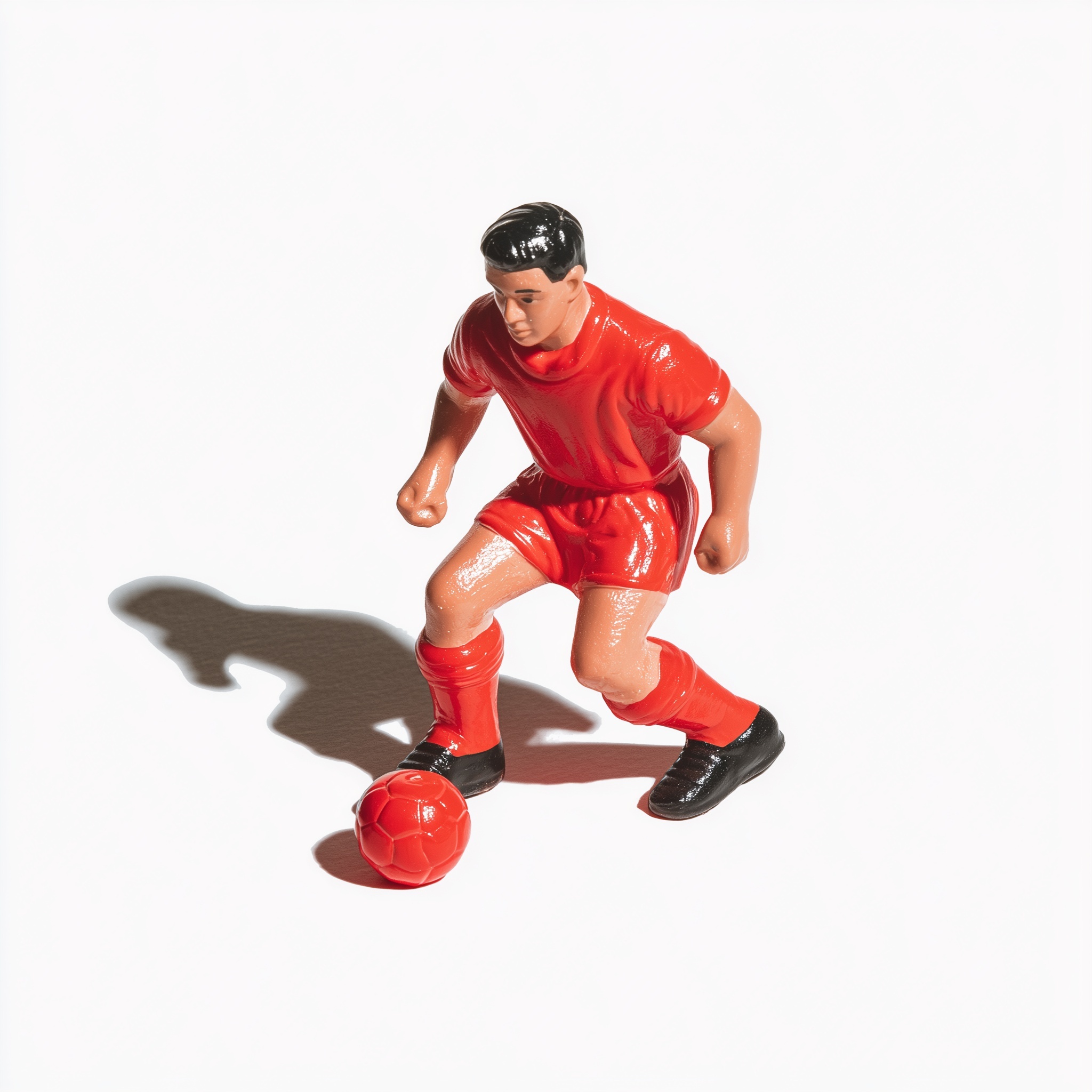 Red Table Football Player on White Background
