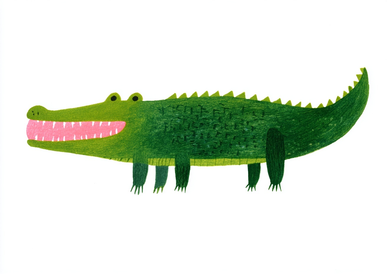 Charming Green Crocodile Illustration for Kids