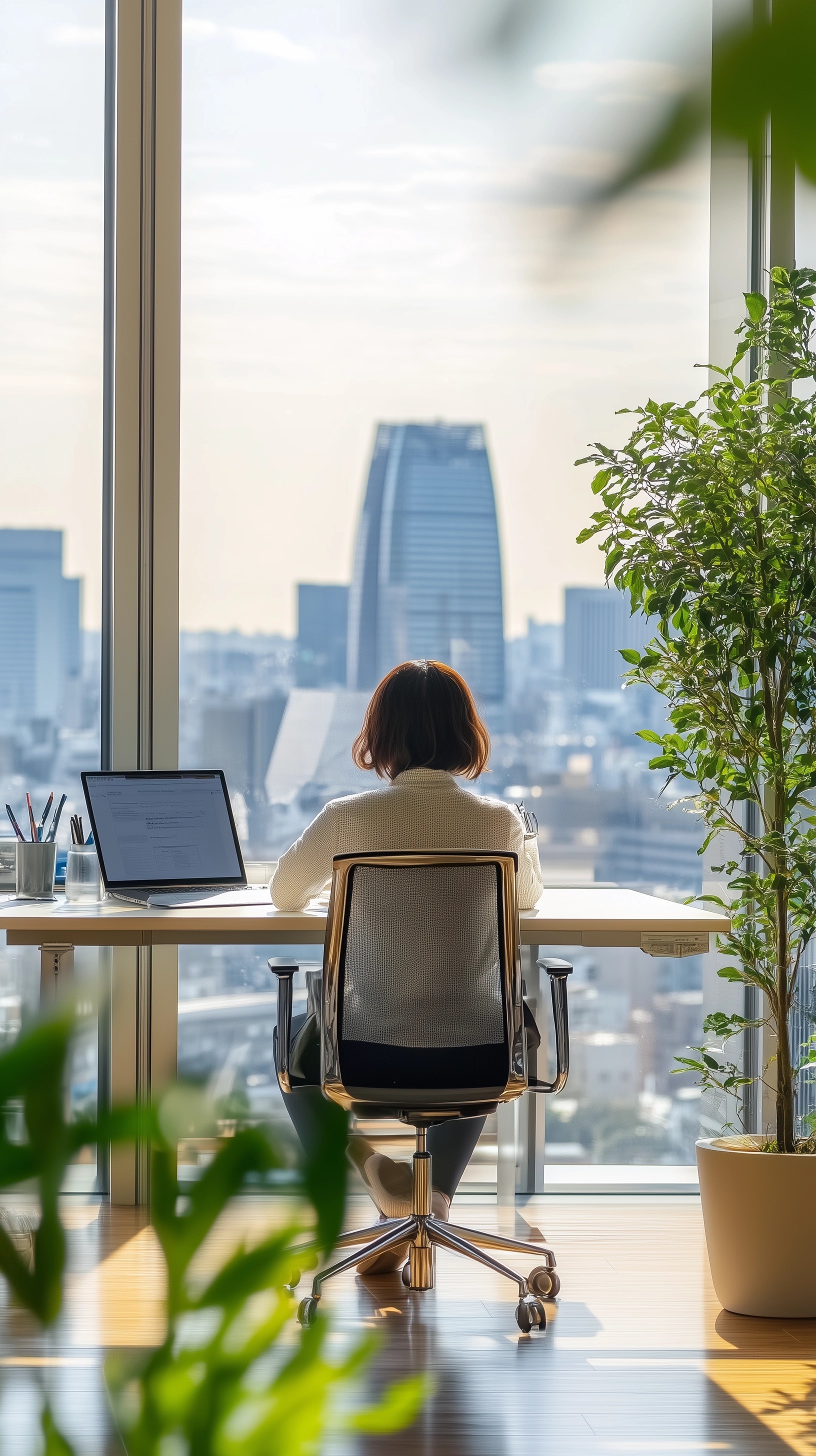 Stylish Office Vibes in Tokyo's Skyline