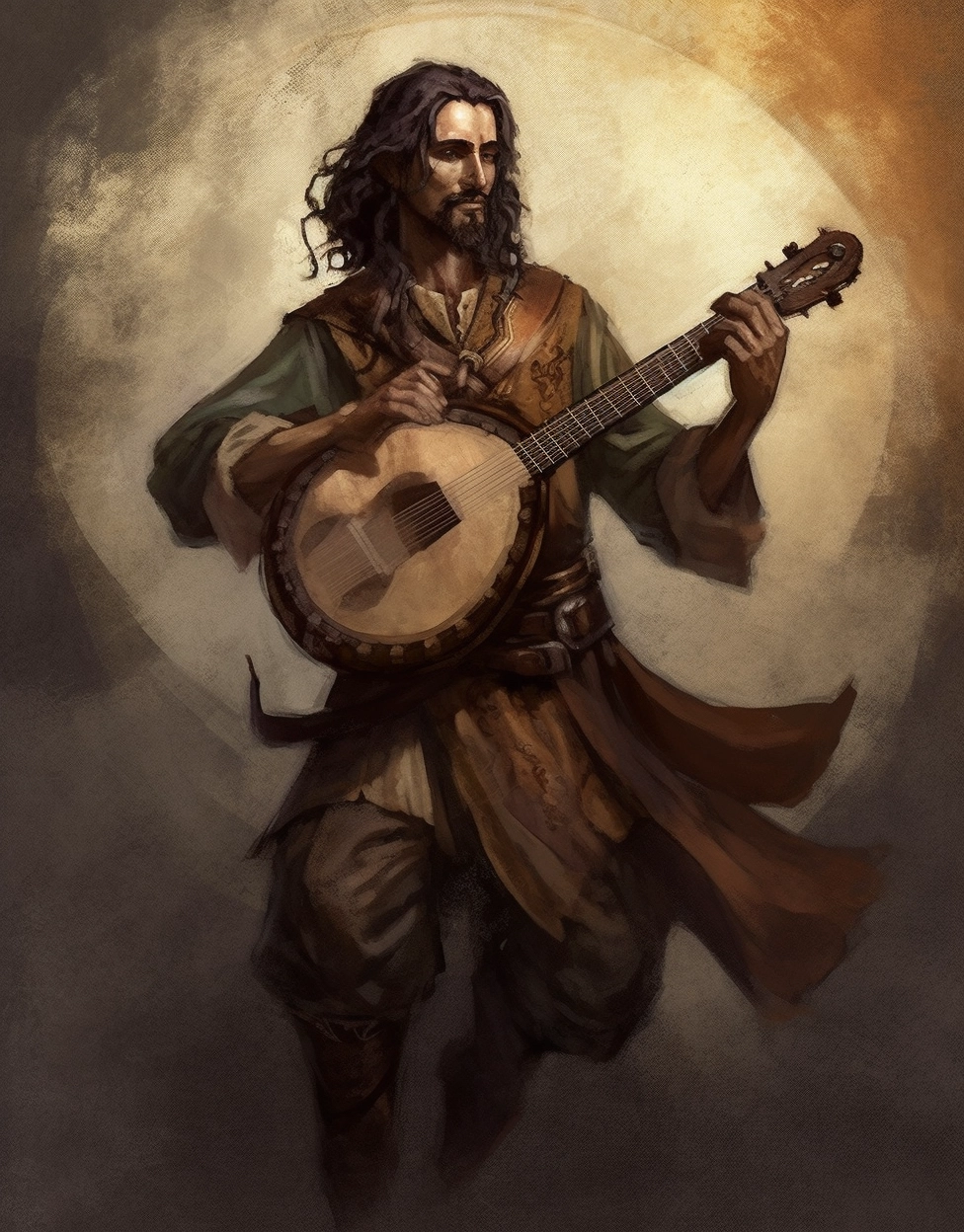 Dark Melodies: Male Bard with DnD Style Lute