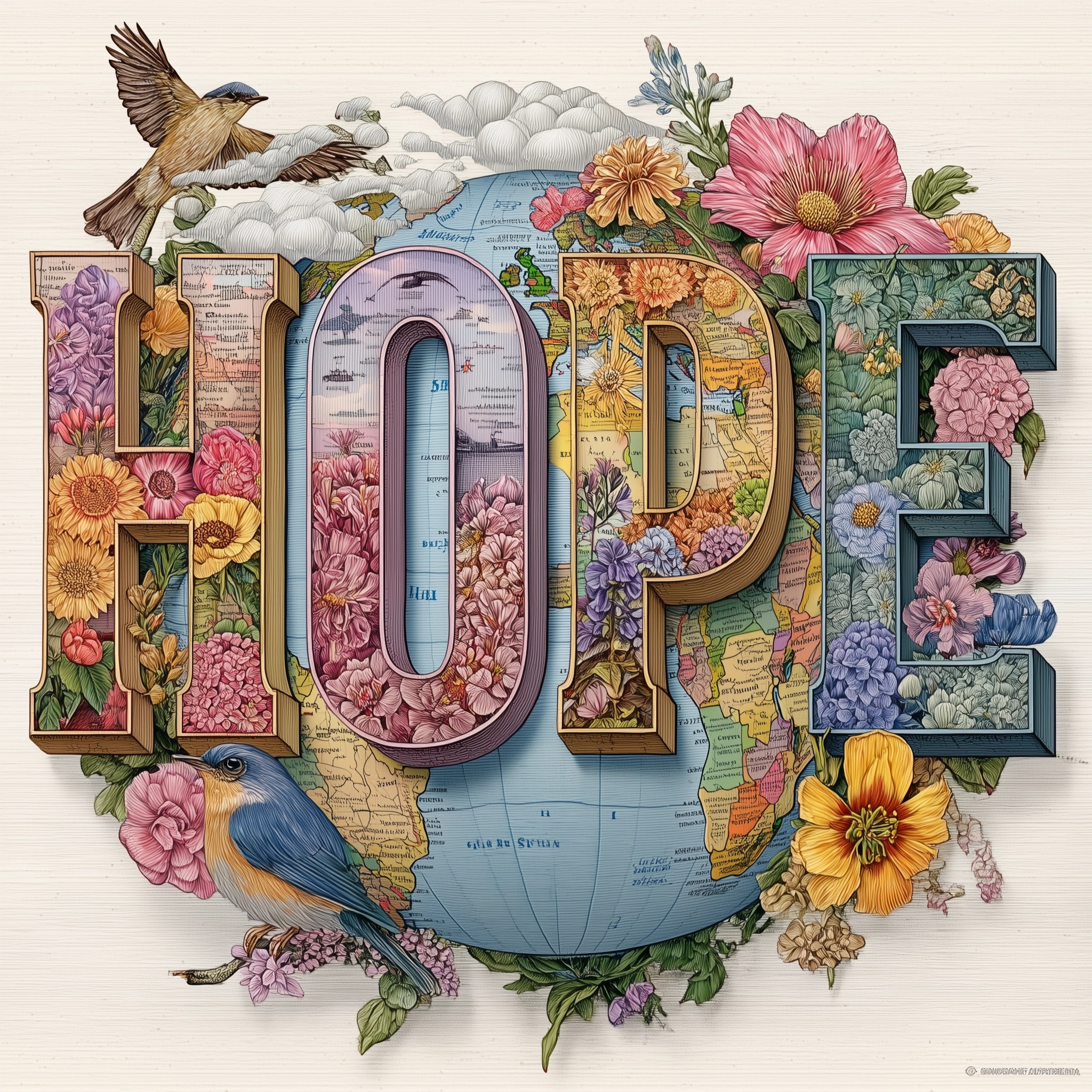 Whimsical Watercolor World of Hope & Peace