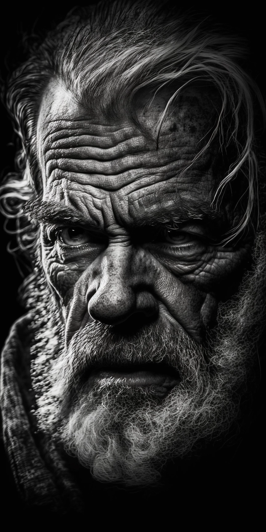 Raw Emotion: Closeup of an Old Warrior's Torment