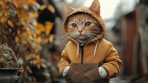 Urban Cat: Stylish Outfit for a Cold Morning