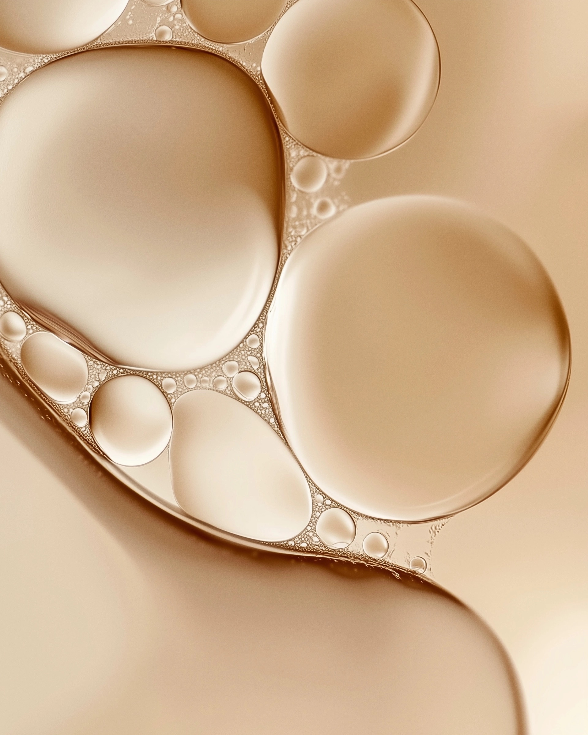 Elegant Beige Bubbles: Luxurious Macro Photography