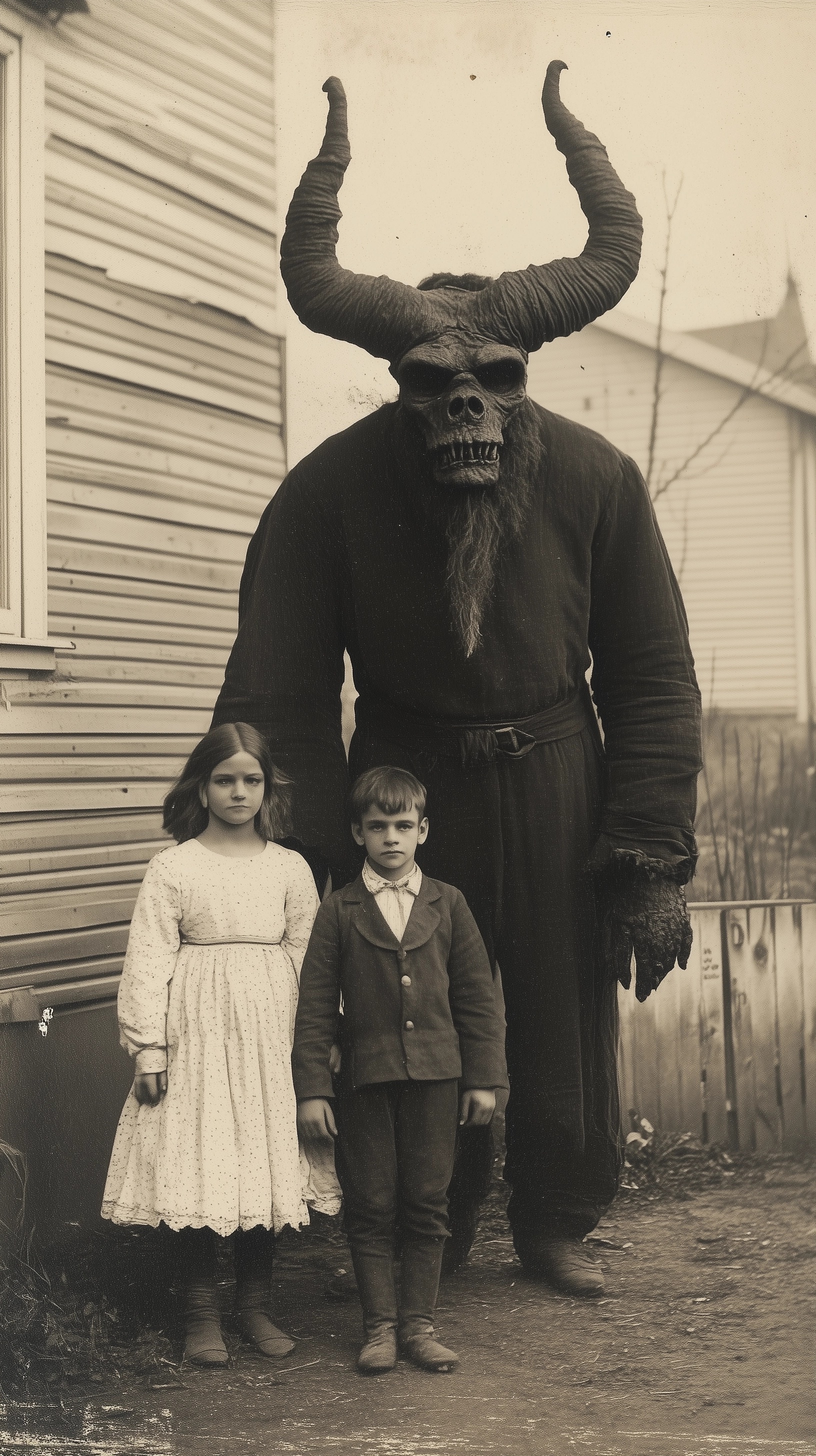 Vintage 2036 Family Portrait with Demon