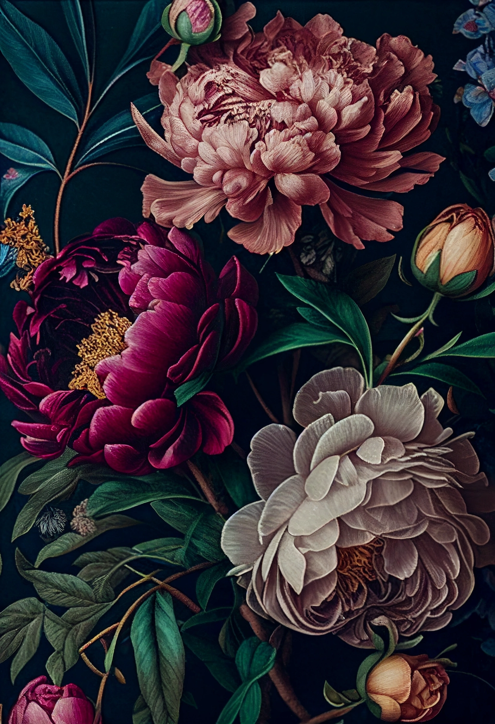 New Baroque Peony Wallpaper - Rich, Maximalist Design