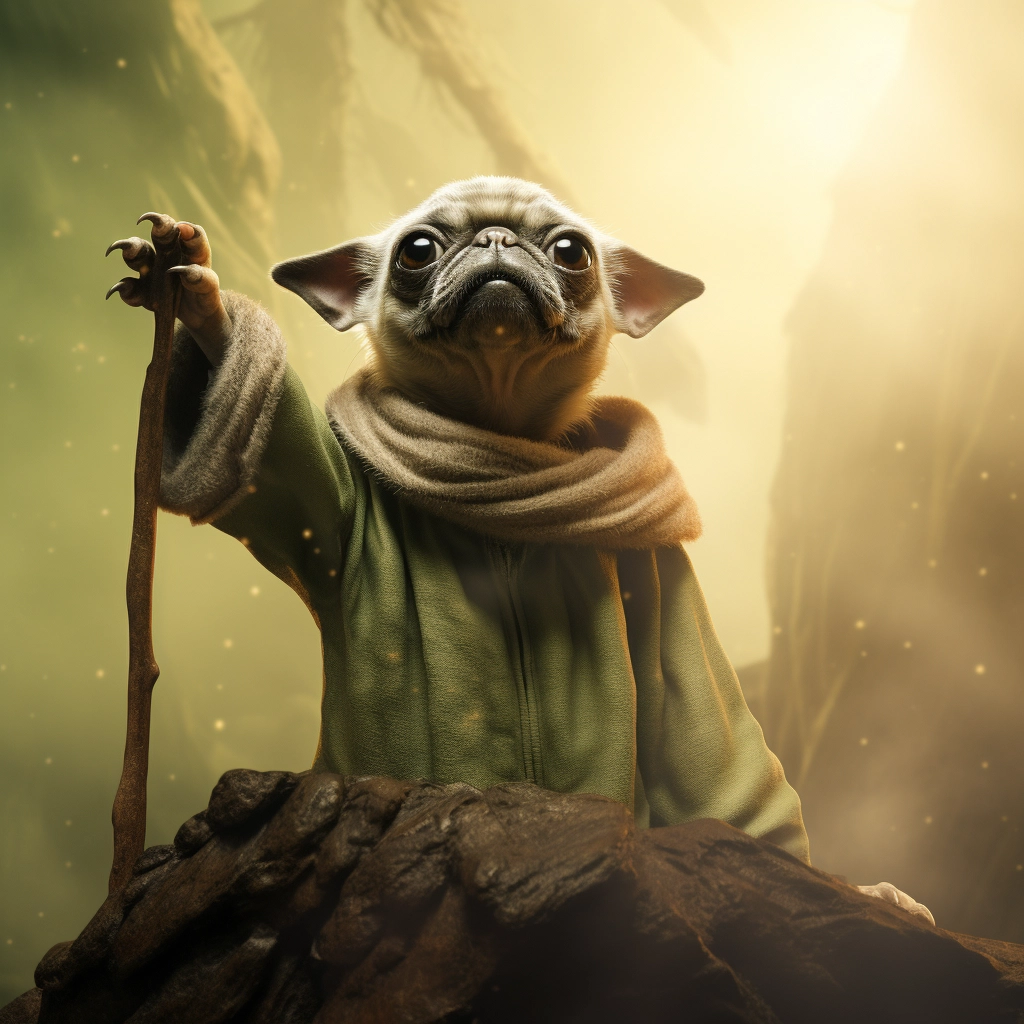 Doggie Wisdom: Yoda Holds a Pug High, Lion King Style!