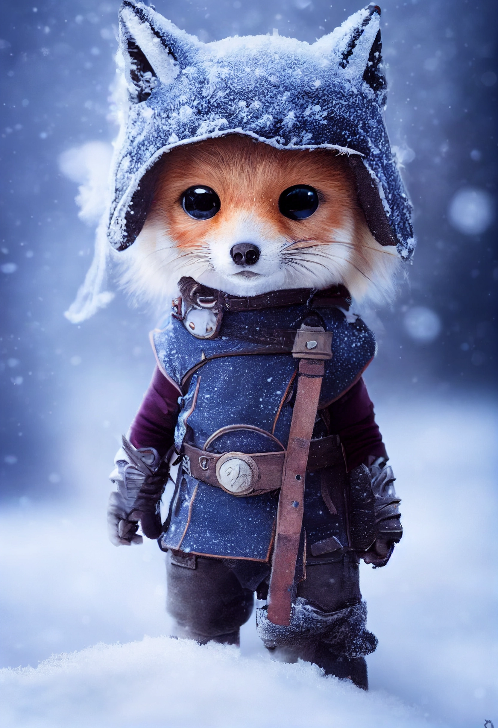 Adorable Snow Fox Adventurer in Fantasy Armor