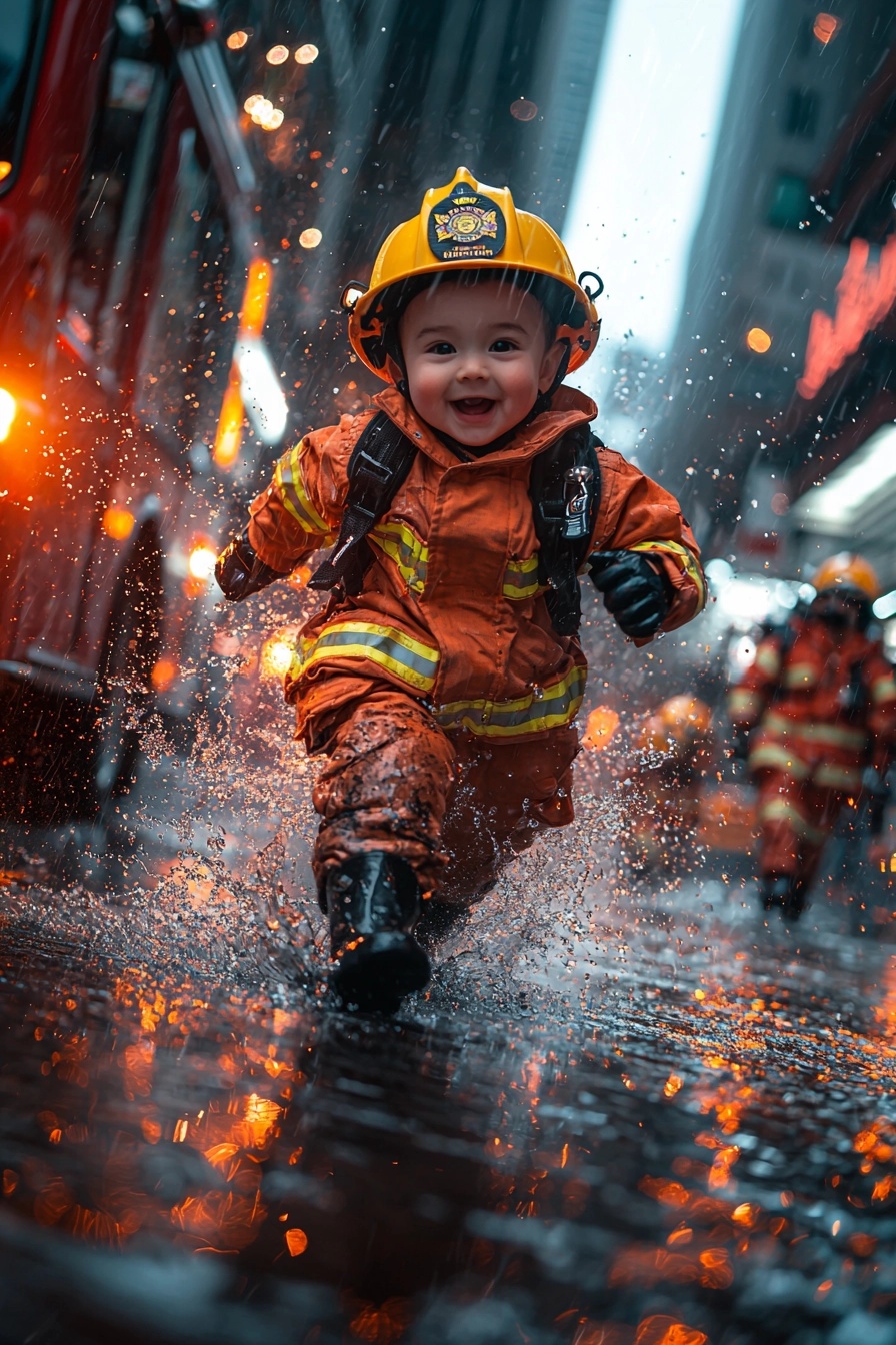 Heroic Toddler in Action: Firefighter Adventure