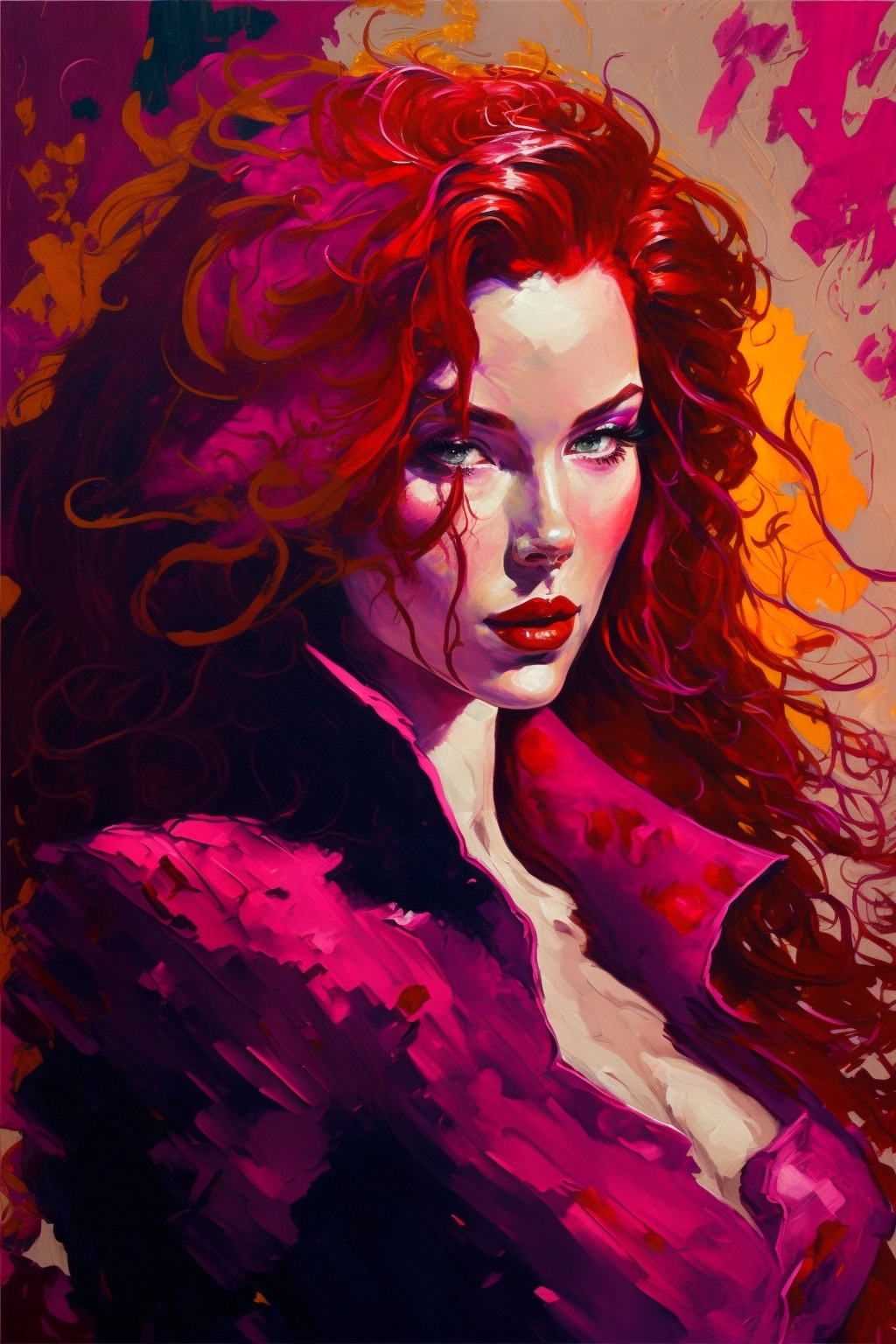 Fiery Redhead Portrait: Viva Magenta Passion