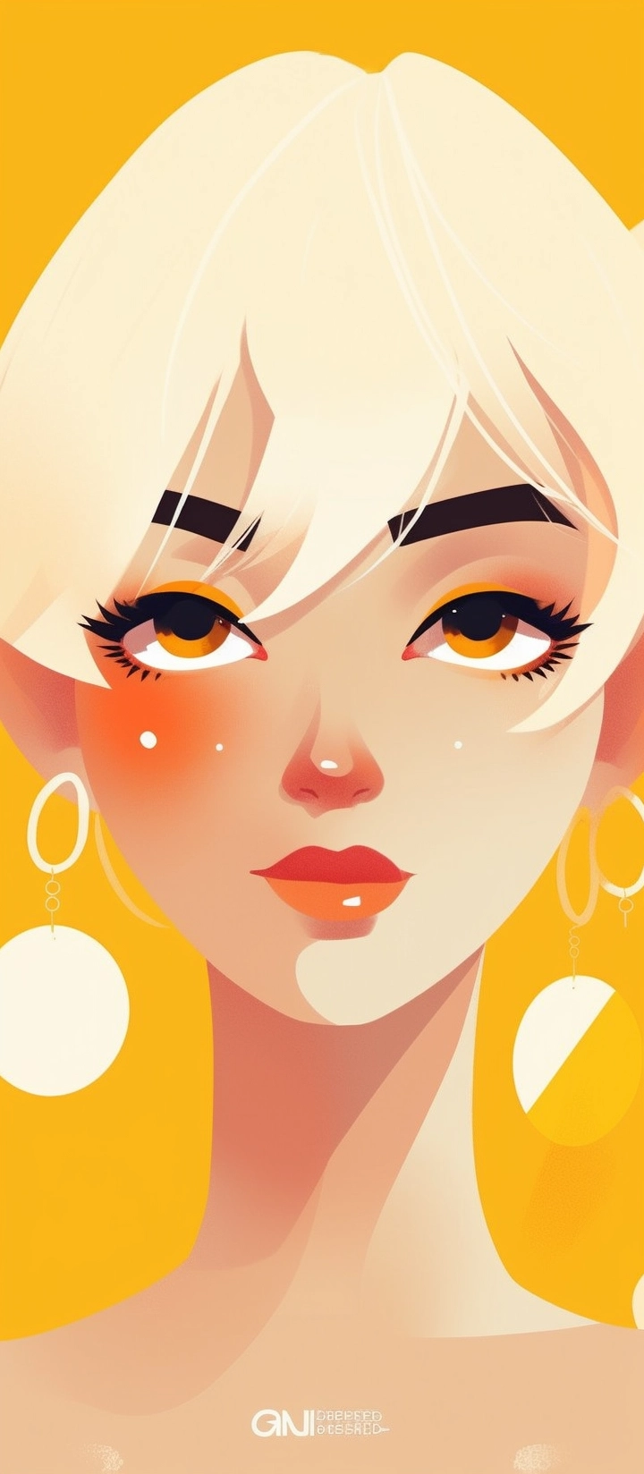 Yellow-Eyed Cool Girl: Minimalist Geometric Illustration