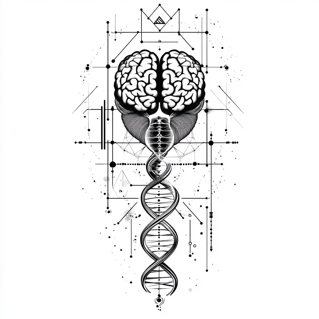 Heart & Brain: Sci-Fi Tattoo Design Graphic