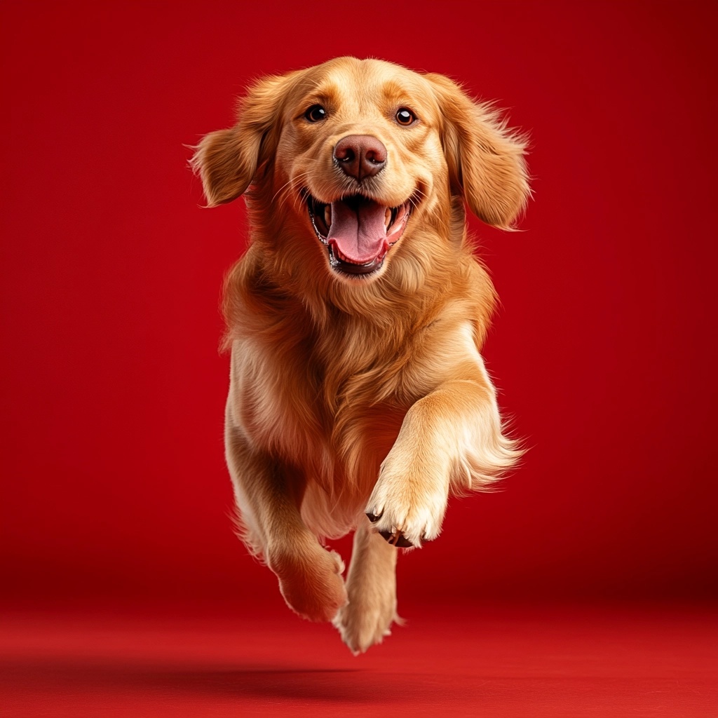 Vibrant Golden Retriever Running Joyfully