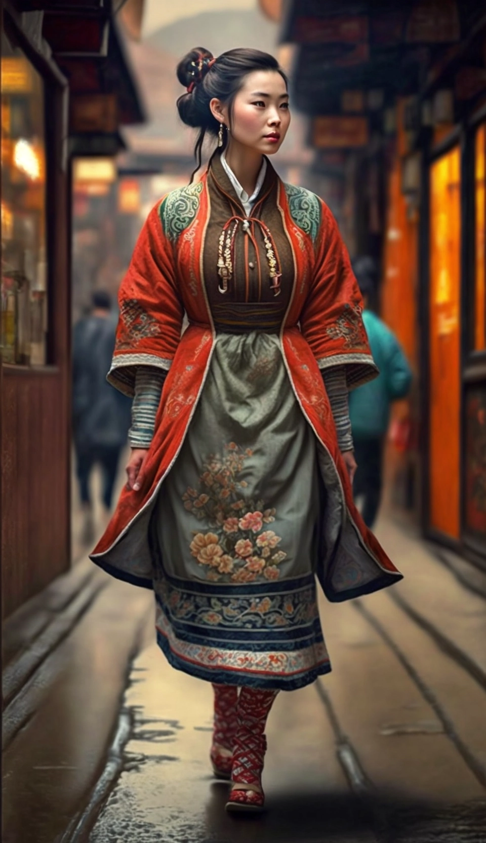 Stunning 23yo Chinese Lady in Vibrant Tang Dynasty Street