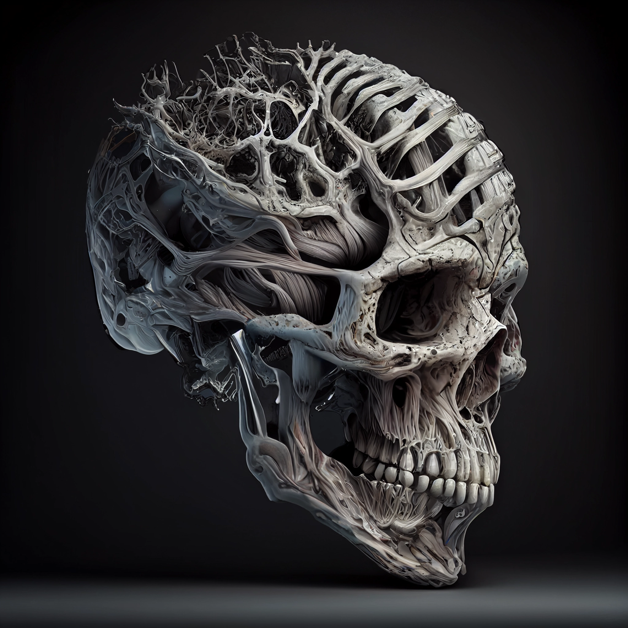 Biomechanical Filament Skull Art