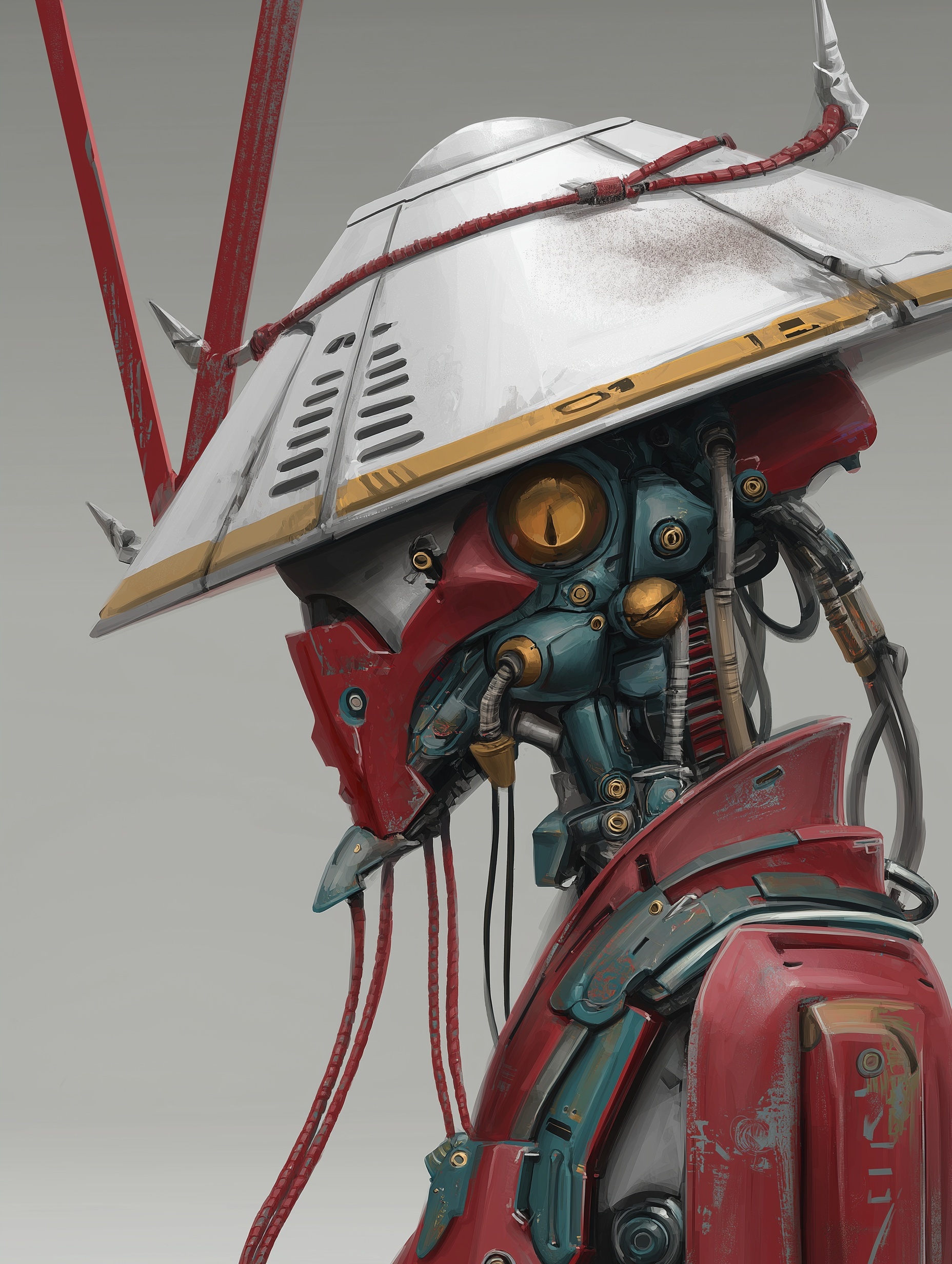 Futuristic Mecha Samurai: Cyberpunk Headgear