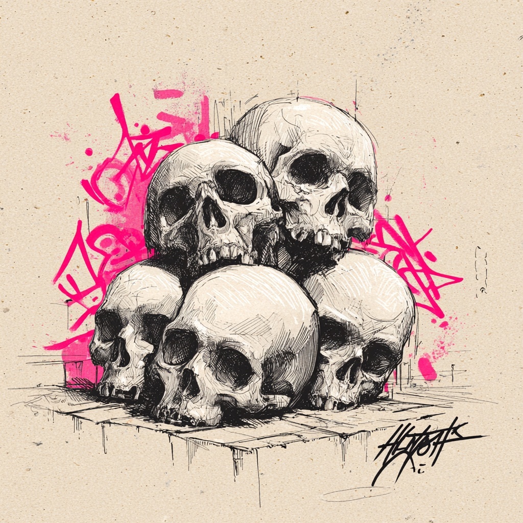 Vivid Graffiti: Skull Stack Art Print