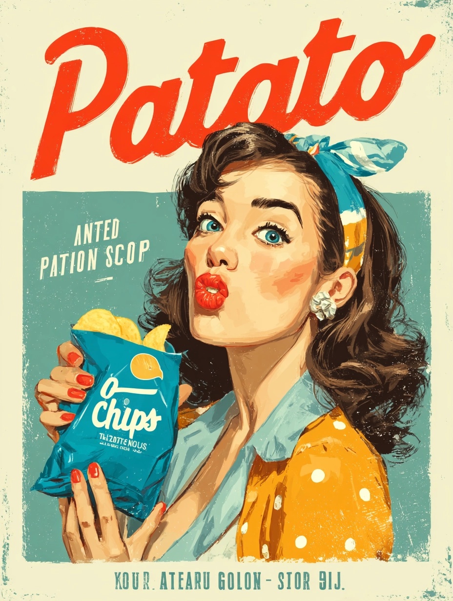 Vintage 1940s Potato Chips Sign from Auntie Angel Store