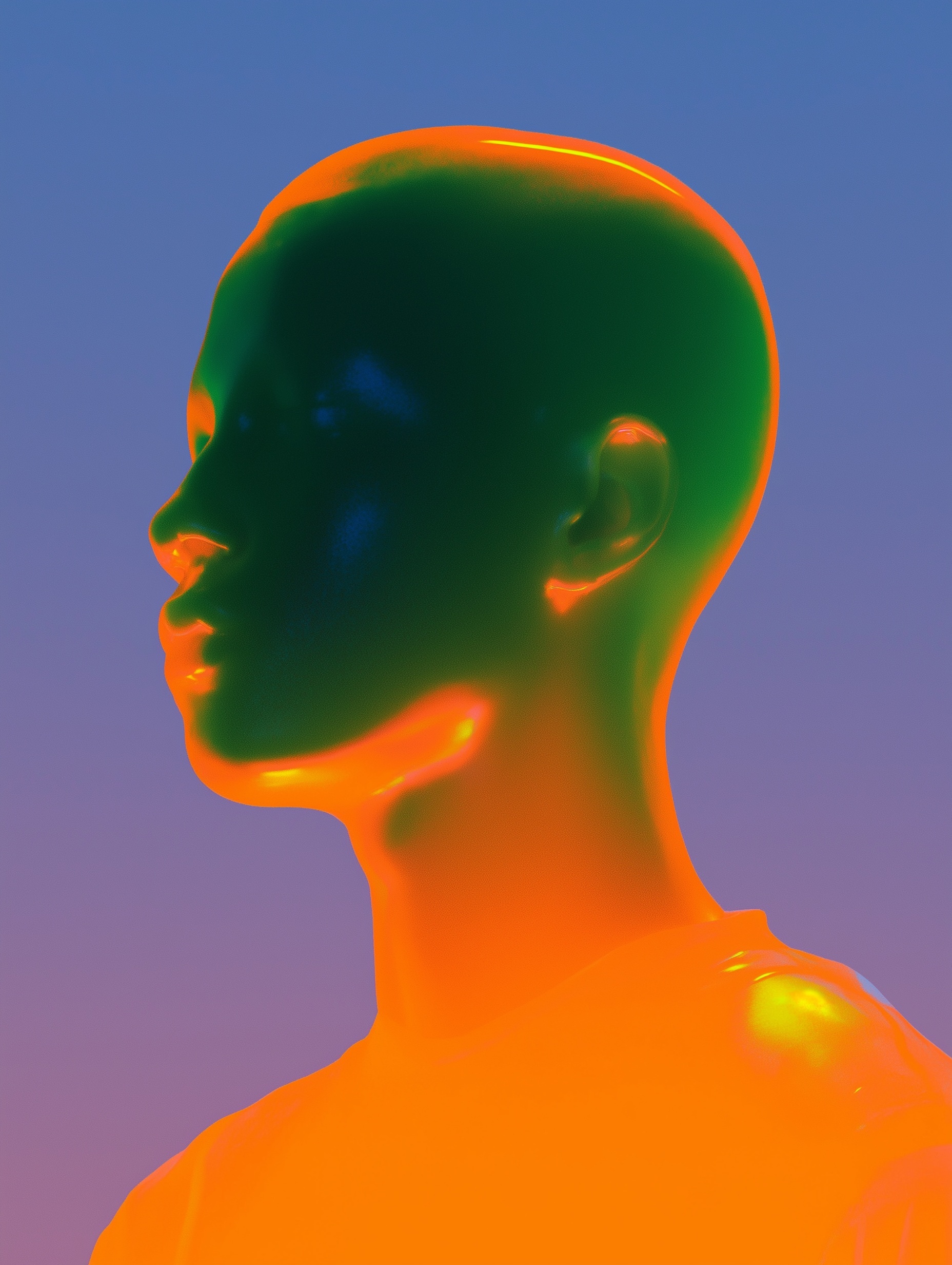 Dreamy Neon Silhouette with Soft Gradient Glow