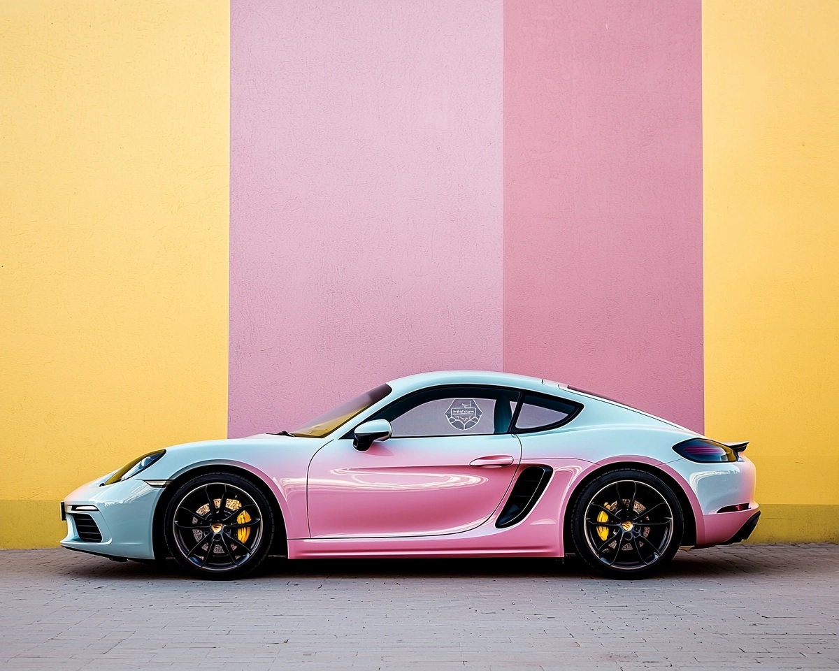 Vibrant Porsche Cayman: A Symmetrical Adventure