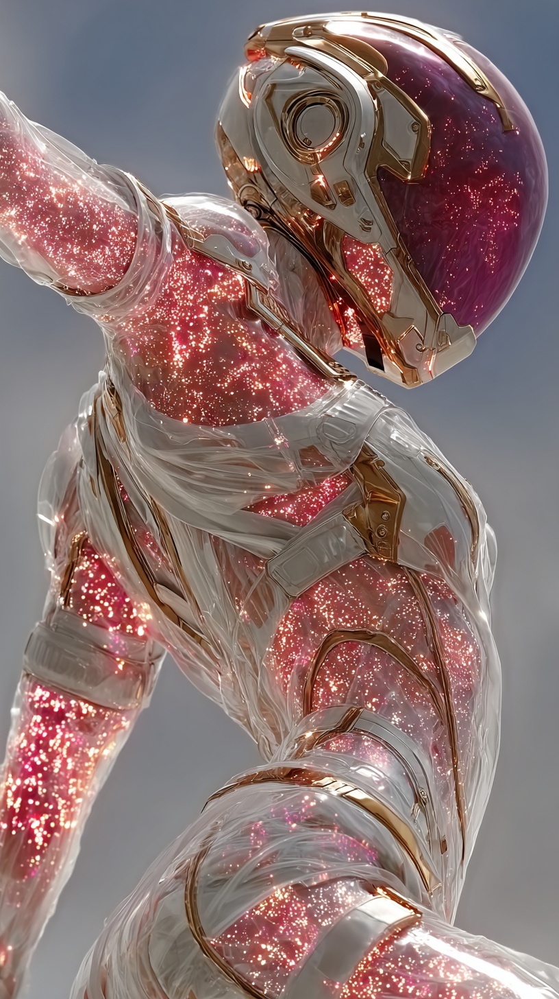 Dynamic Futuristic AI Character in Neon Cosmos