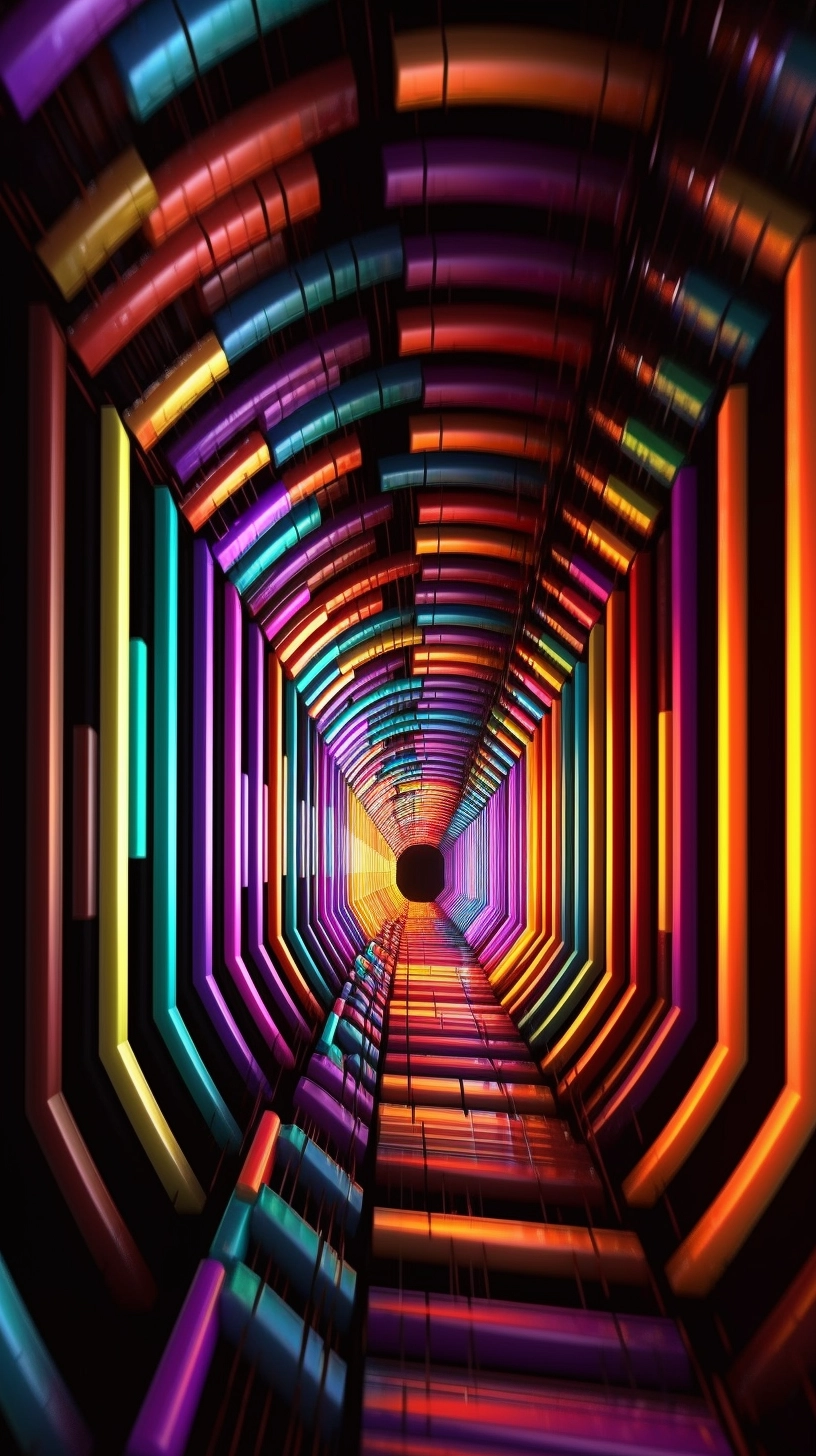 Neon Tunnel: Abstract Surrealism & Cosmic Inspiration