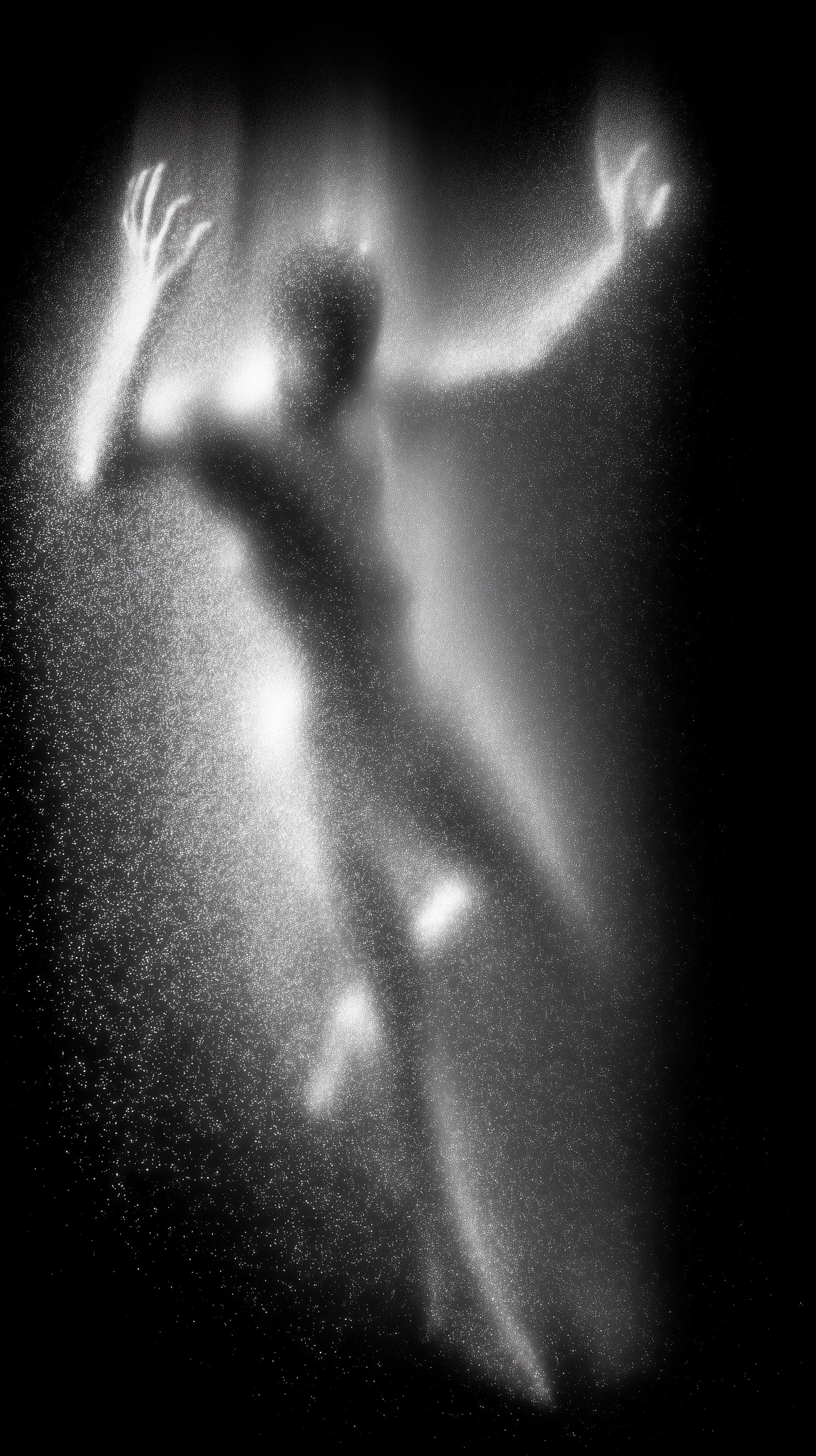 Ethereal Stardust Silhouette in Cosmic Motion