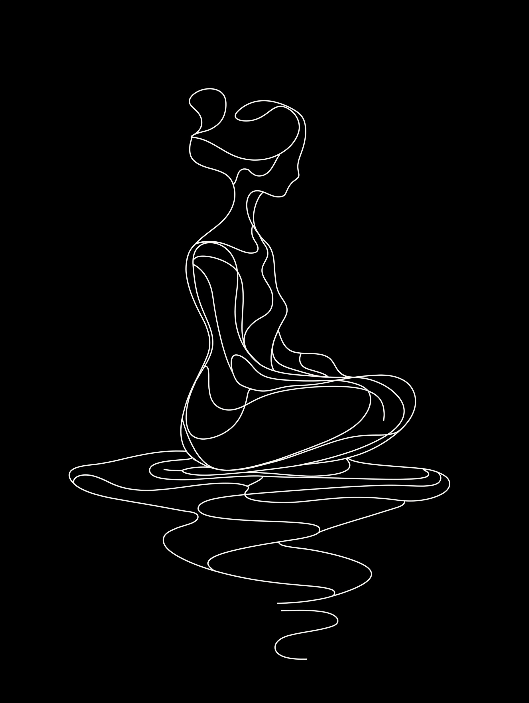 Minimalist Line Art on Black: Inspired by Steadman