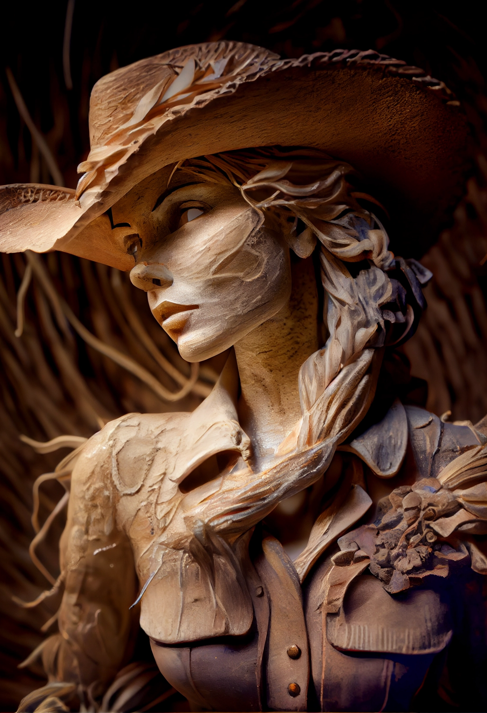 Straw, Clay, Glass & Metal Cowgirl