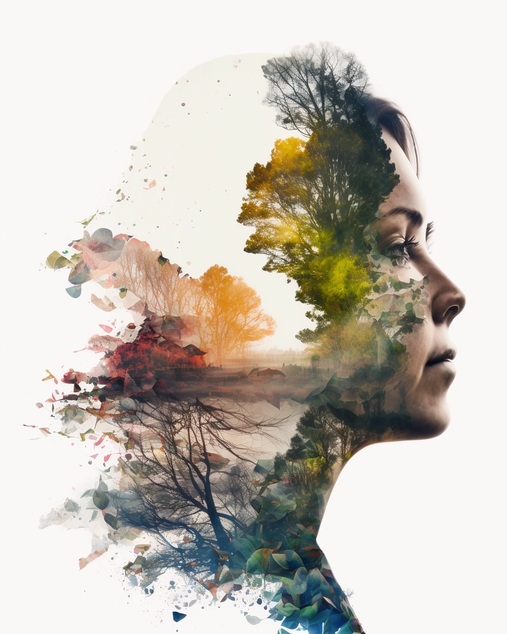 Nature's Beauty Meets Woman's Grace: Double Exposure Photography