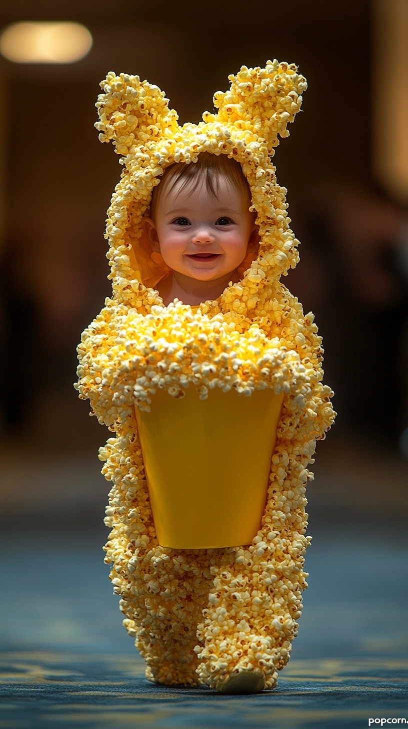 Adorable Baby Models Whimsical Popcorn Costume