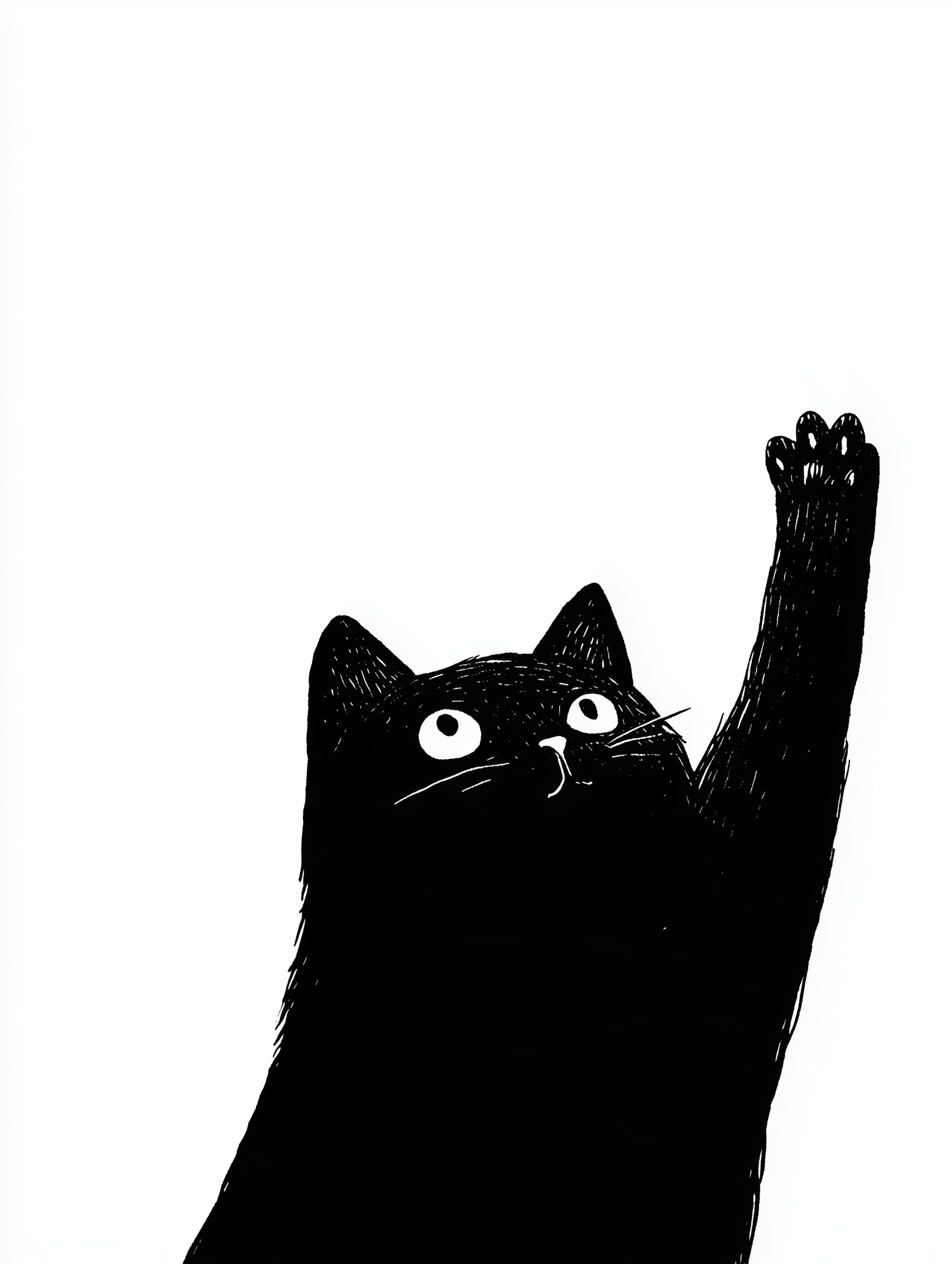 Bold Black Cat Paw Illustration: Minimalist Design