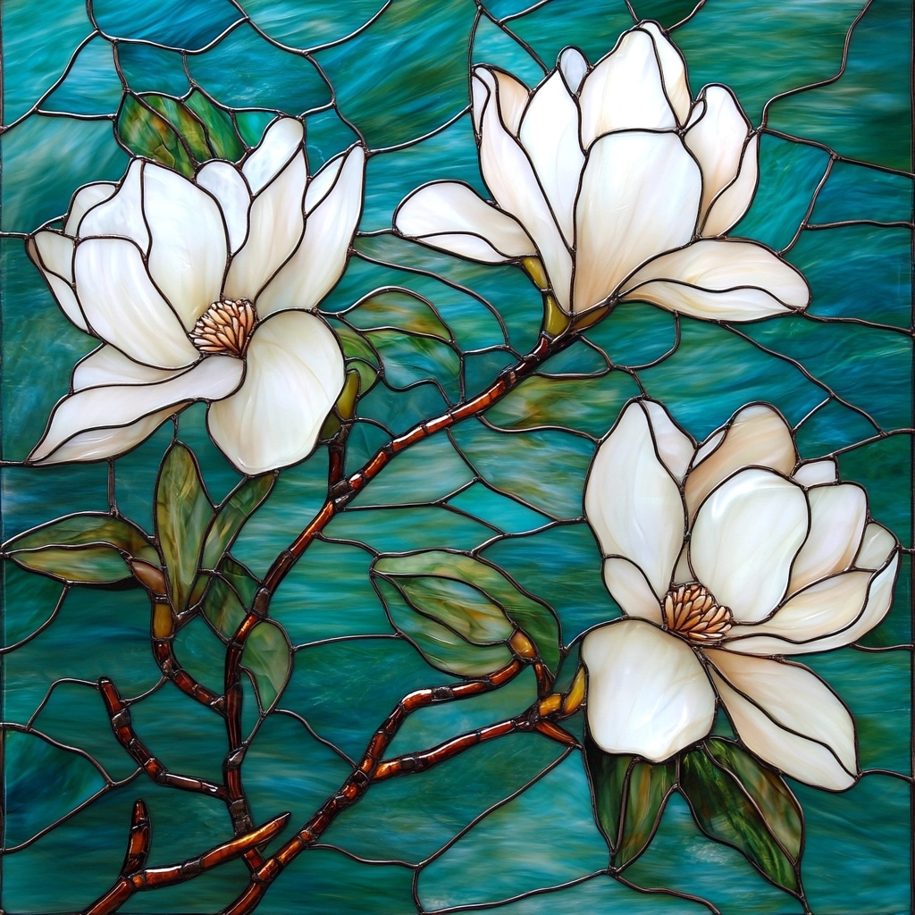 Magnolia Stained Glass: Stunning Floral Art