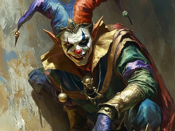 Moody Court Jester Character Art for D&D