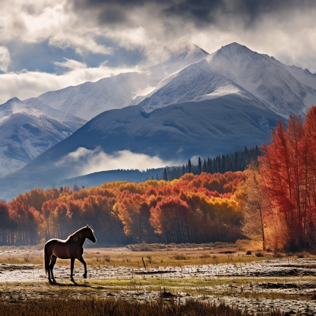 Captivating Autumn Landscape Photography - Mountains, Woods, and Horse Slopes