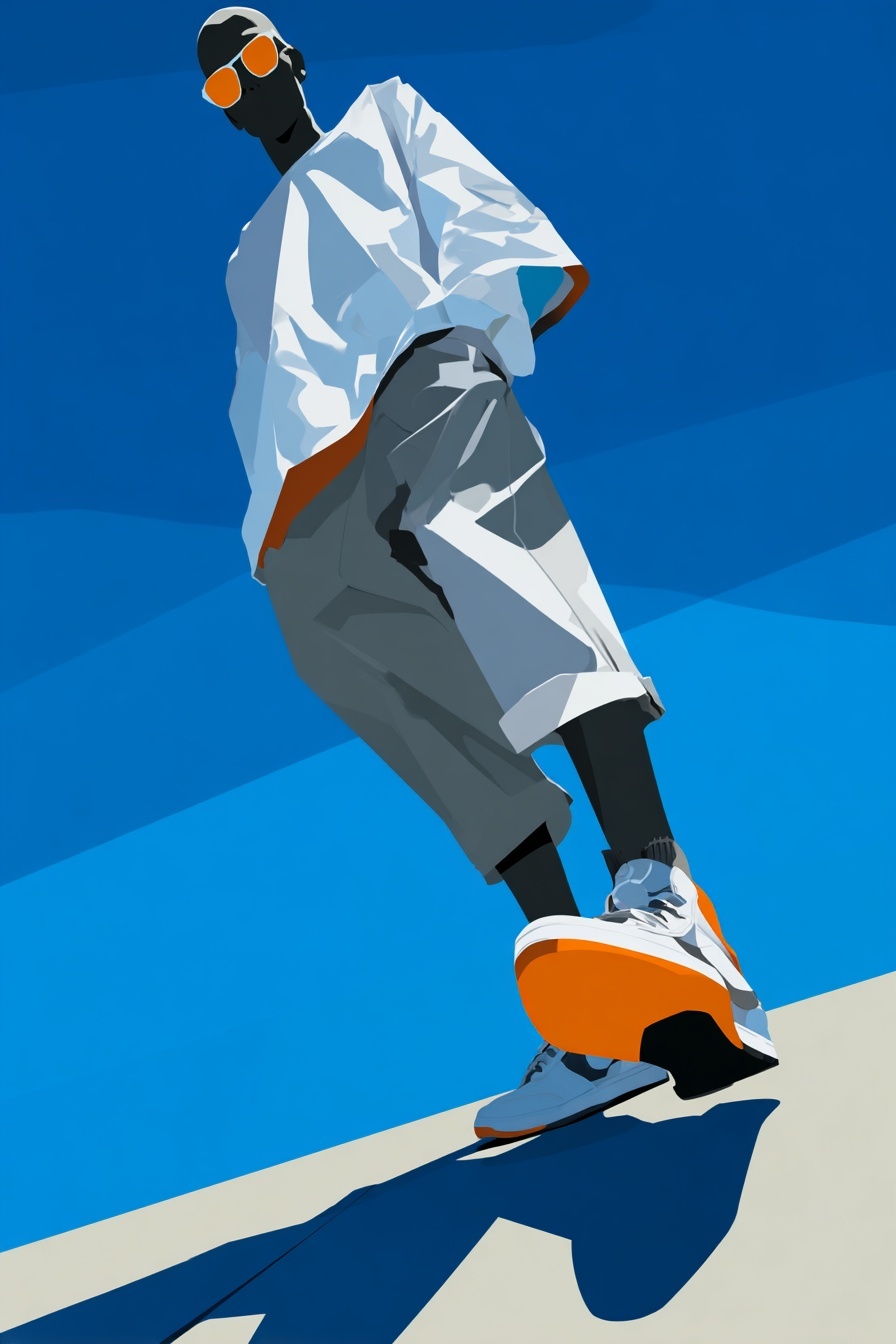 Minimalist Anime Art: Cool Cat & Dynamic Style