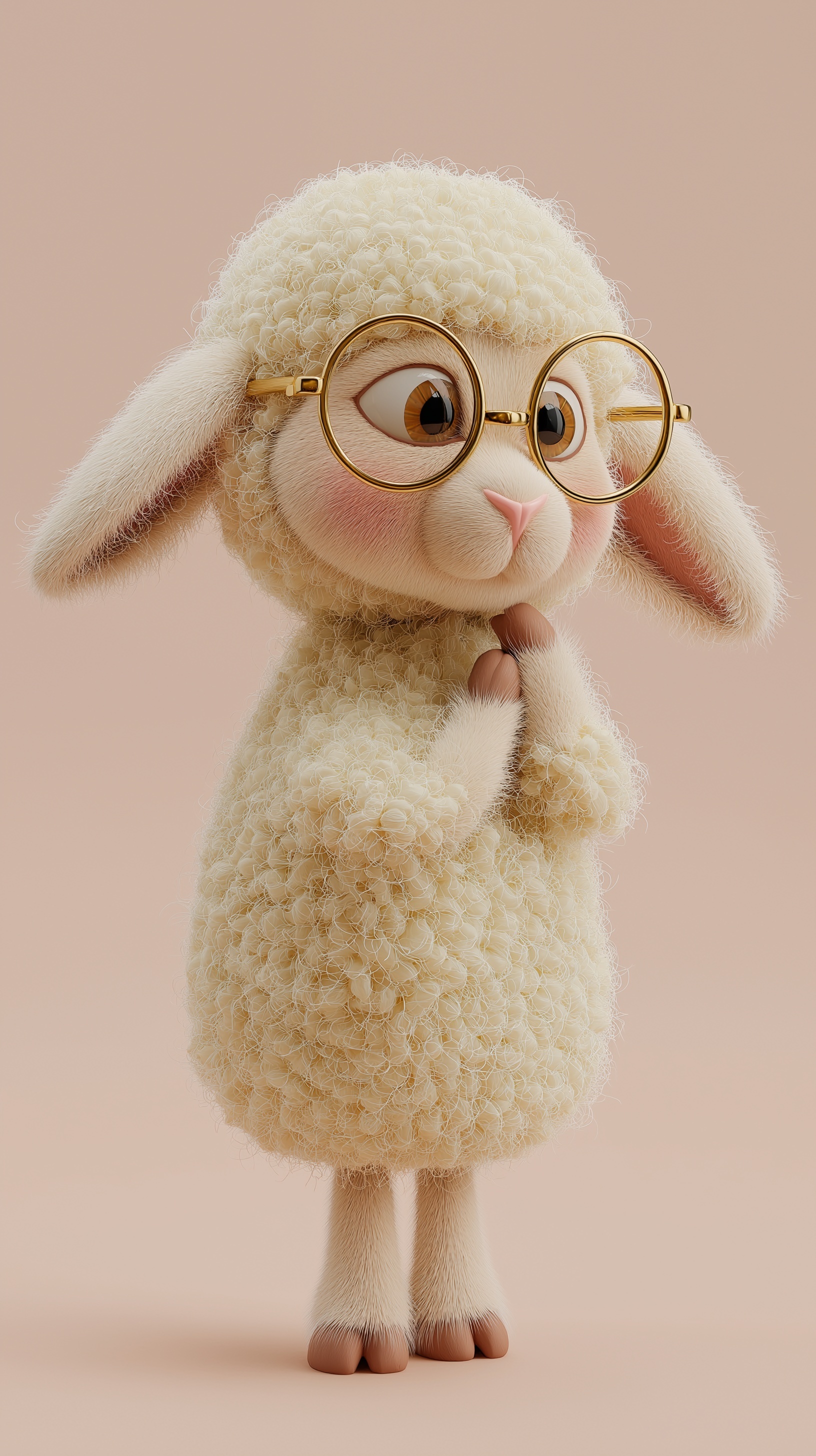 Adorable 3D Sheep Character with Glasses