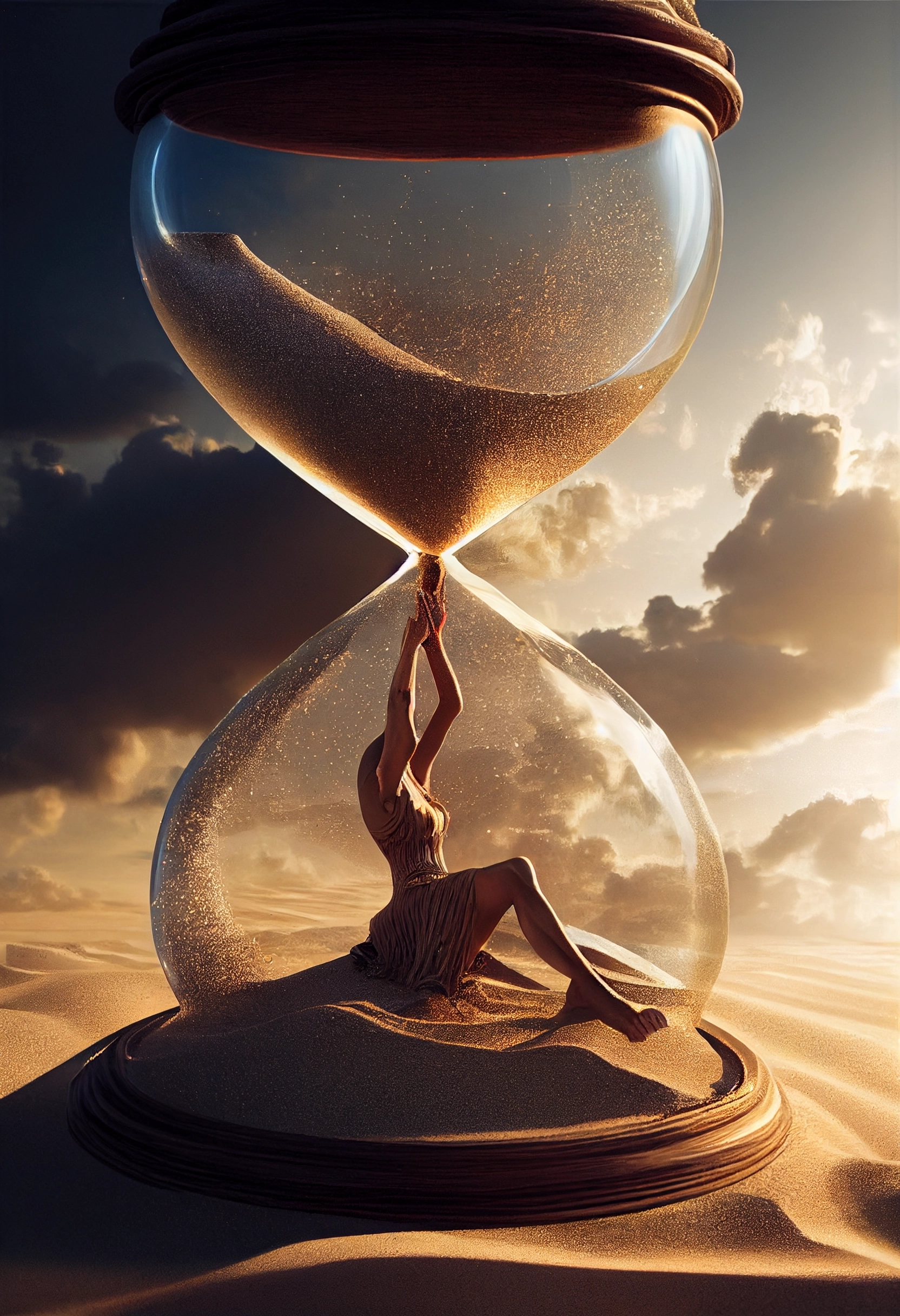 Defying Time: Woman Battles Hourglass