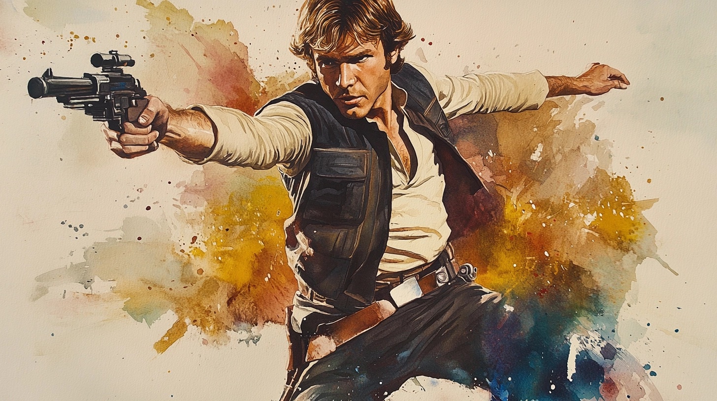 Han Solo Takes the Field: A Unique Watercolor Art