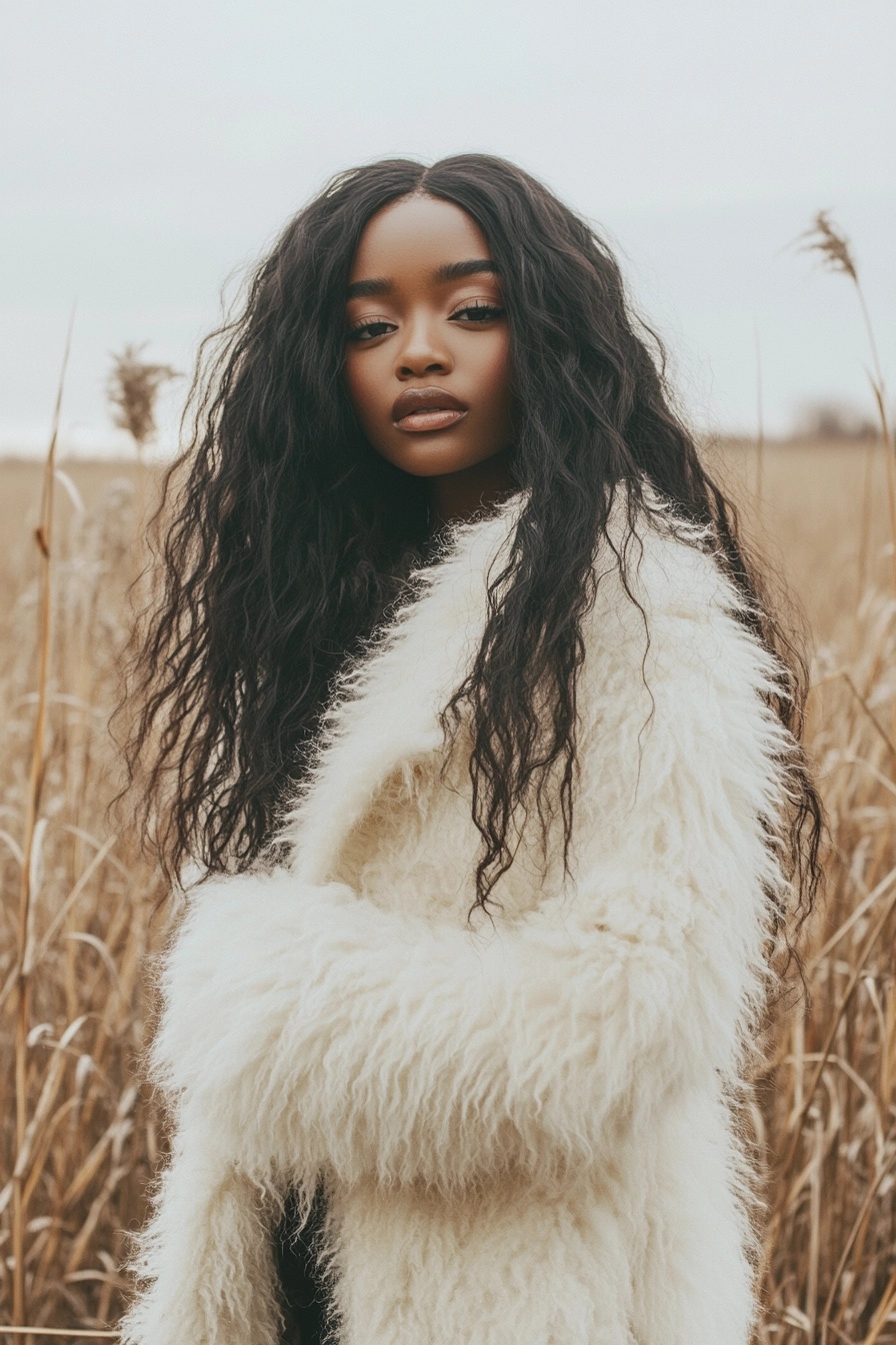 Stunning Fashion: African Model in Chic Fur Coat