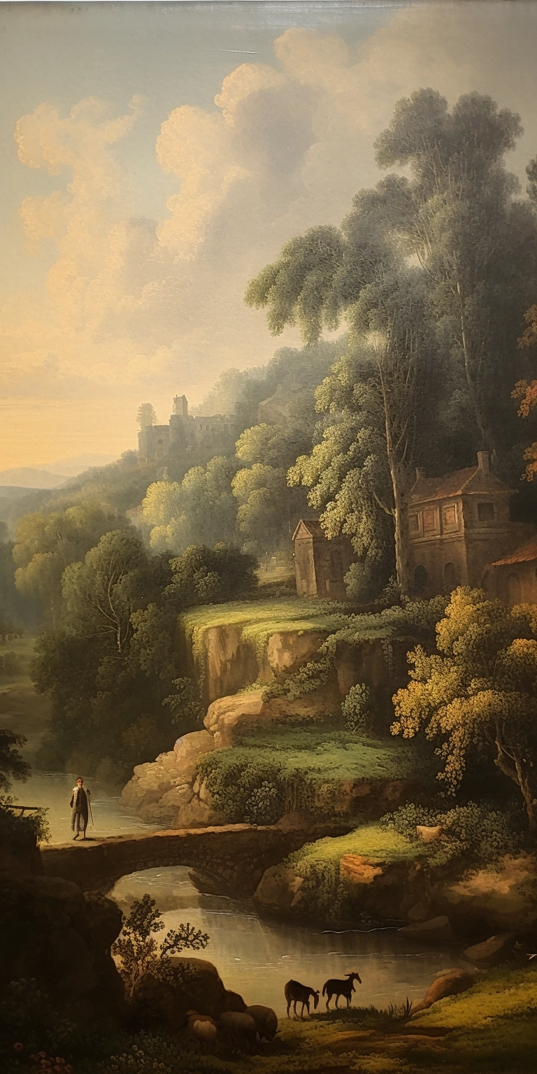 18th Century French Landscape Oil Painting